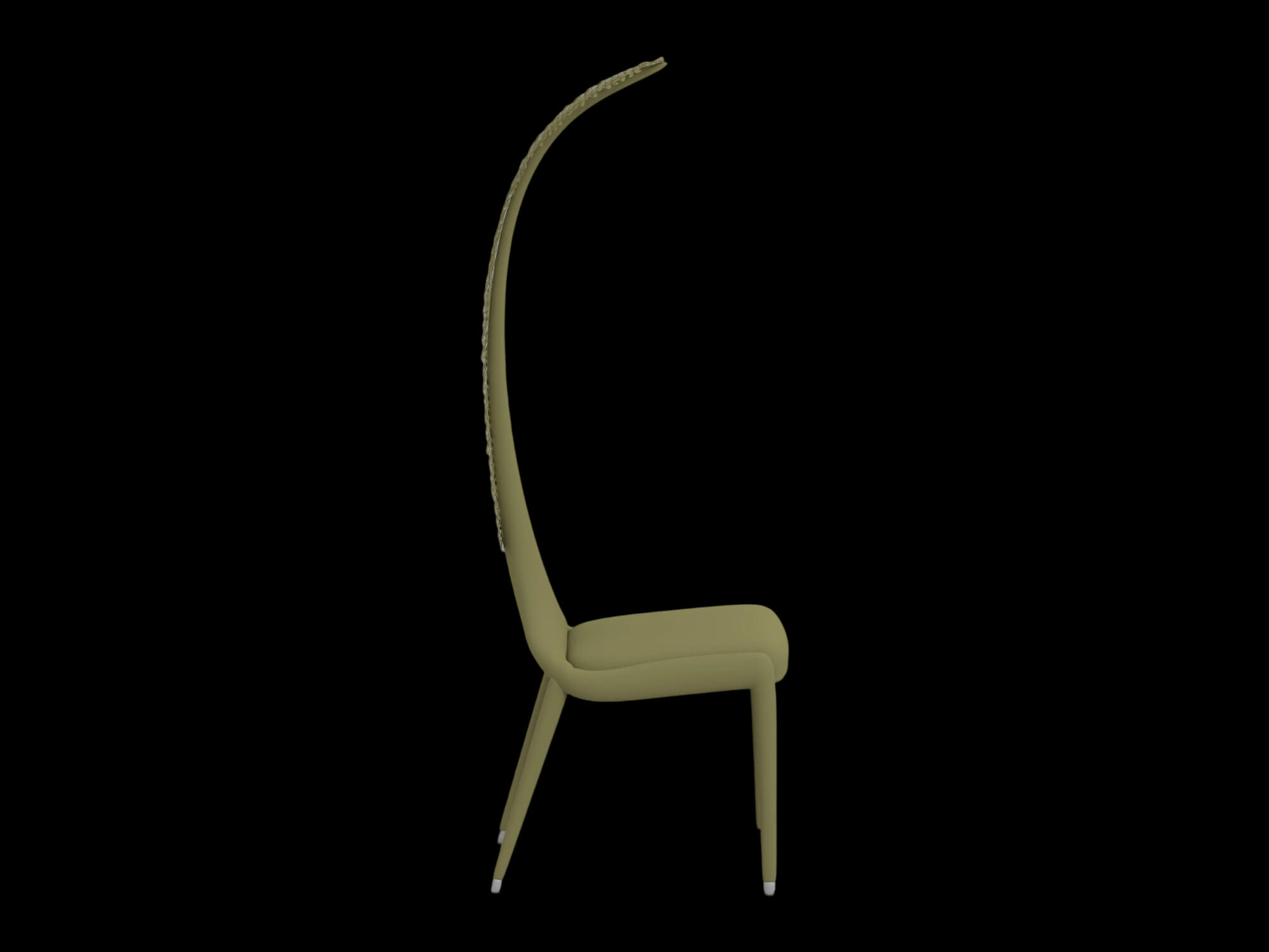 Olive Green Tall Slatted Back Chair 3D Model