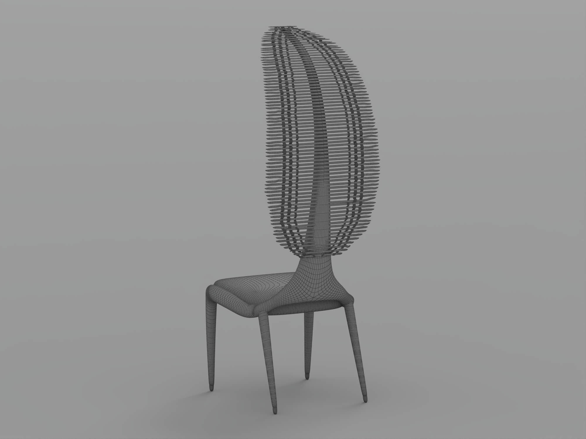 Olive Green Tall Slatted Back Chair 3D Model