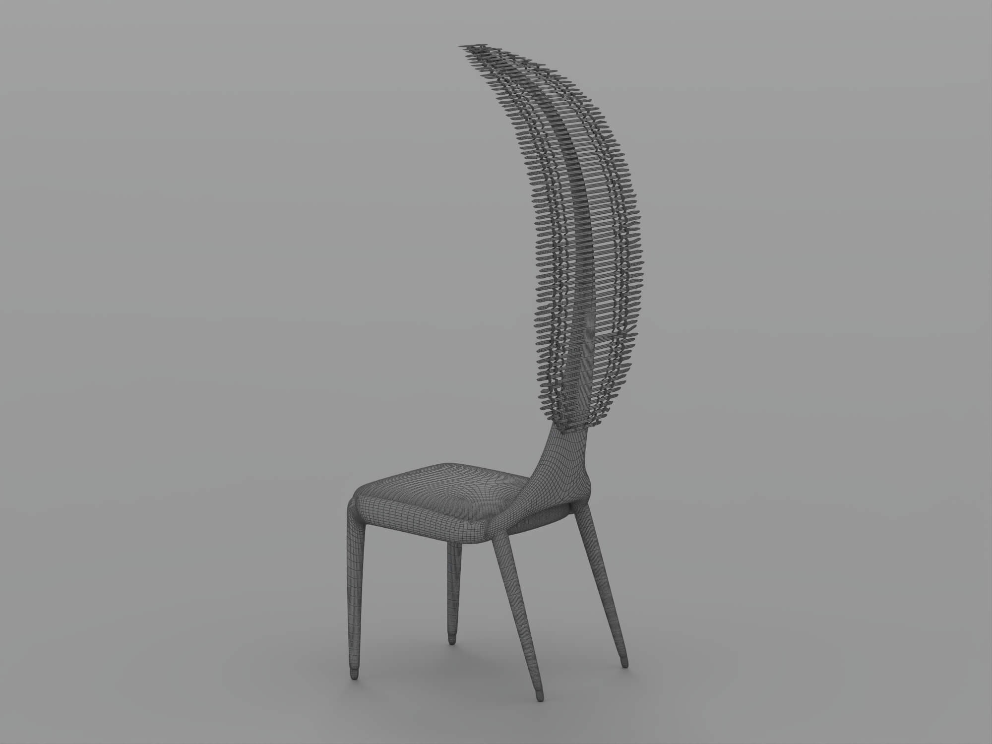 Olive Green Tall Slatted Back Chair 3D Model