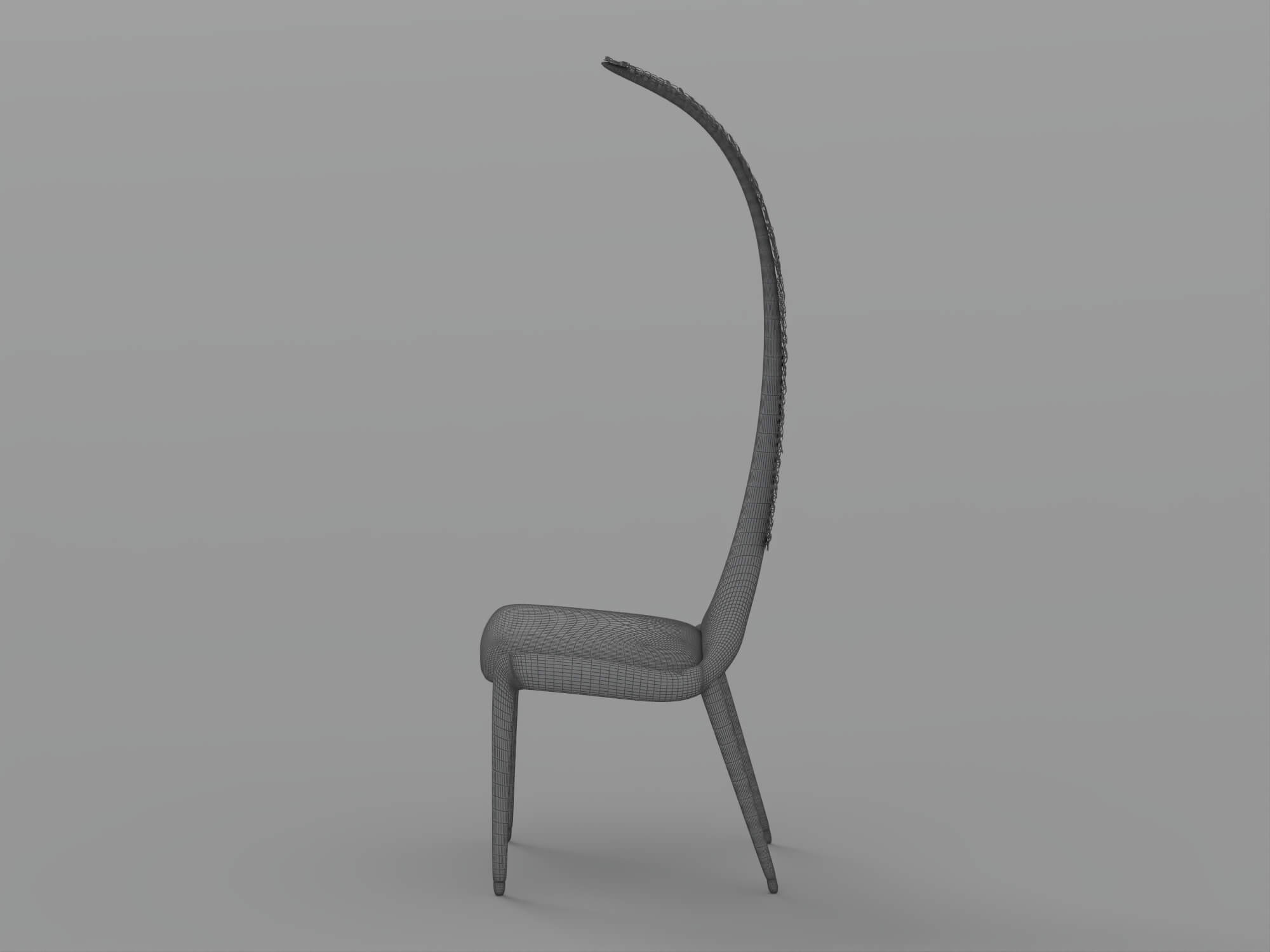 Olive Green Tall Slatted Back Chair 3D Model