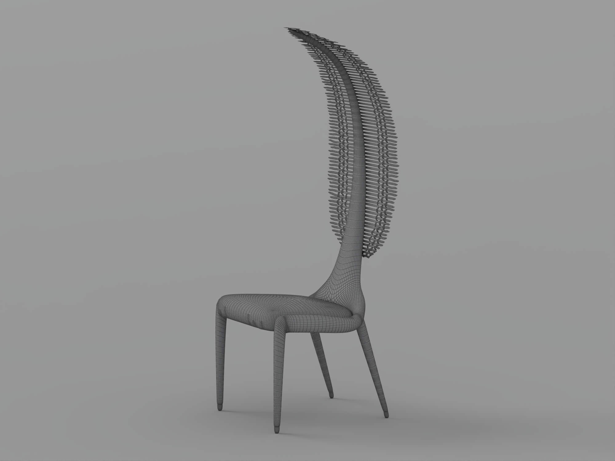 Olive Green Tall Slatted Back Chair 3D Model