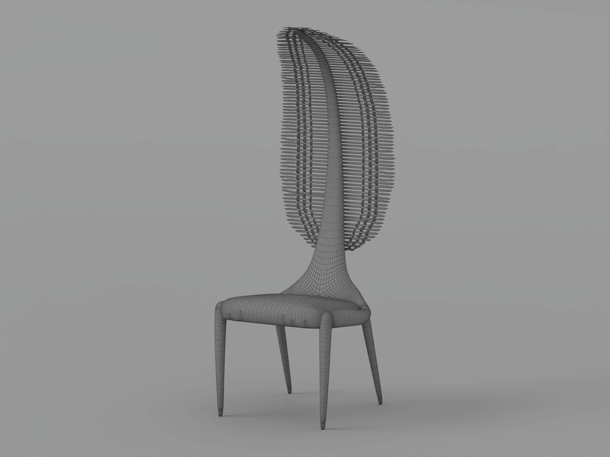 Olive Green Tall Slatted Back Chair 3D Model