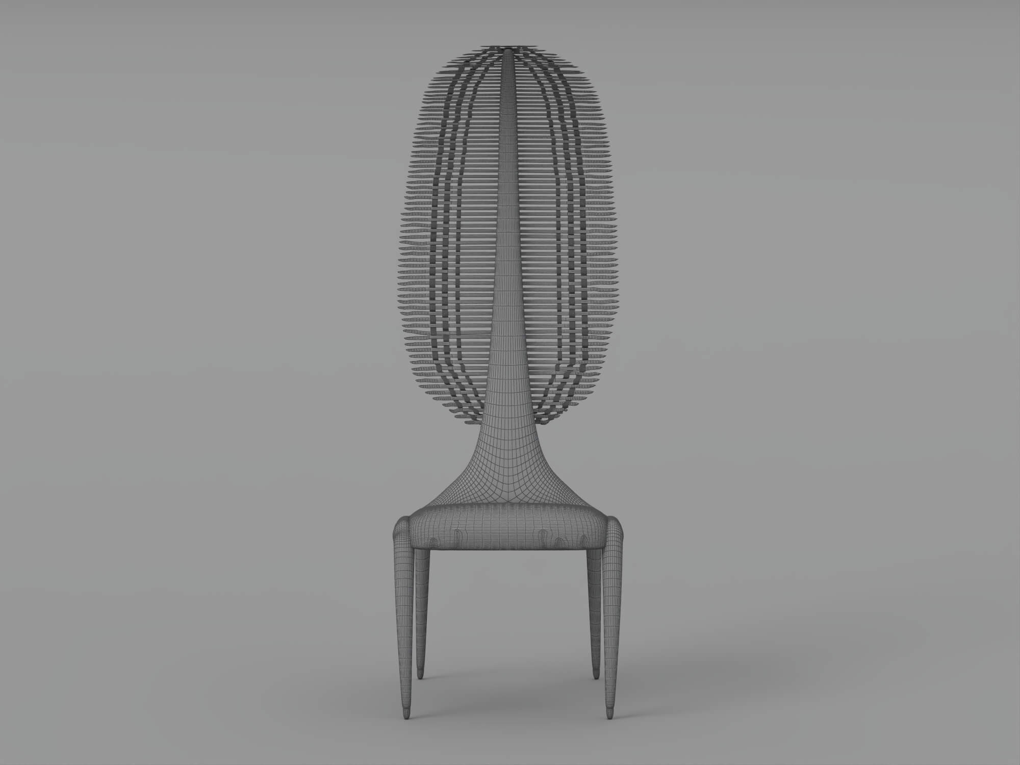 Olive Green Tall Slatted Back Chair 3D Model