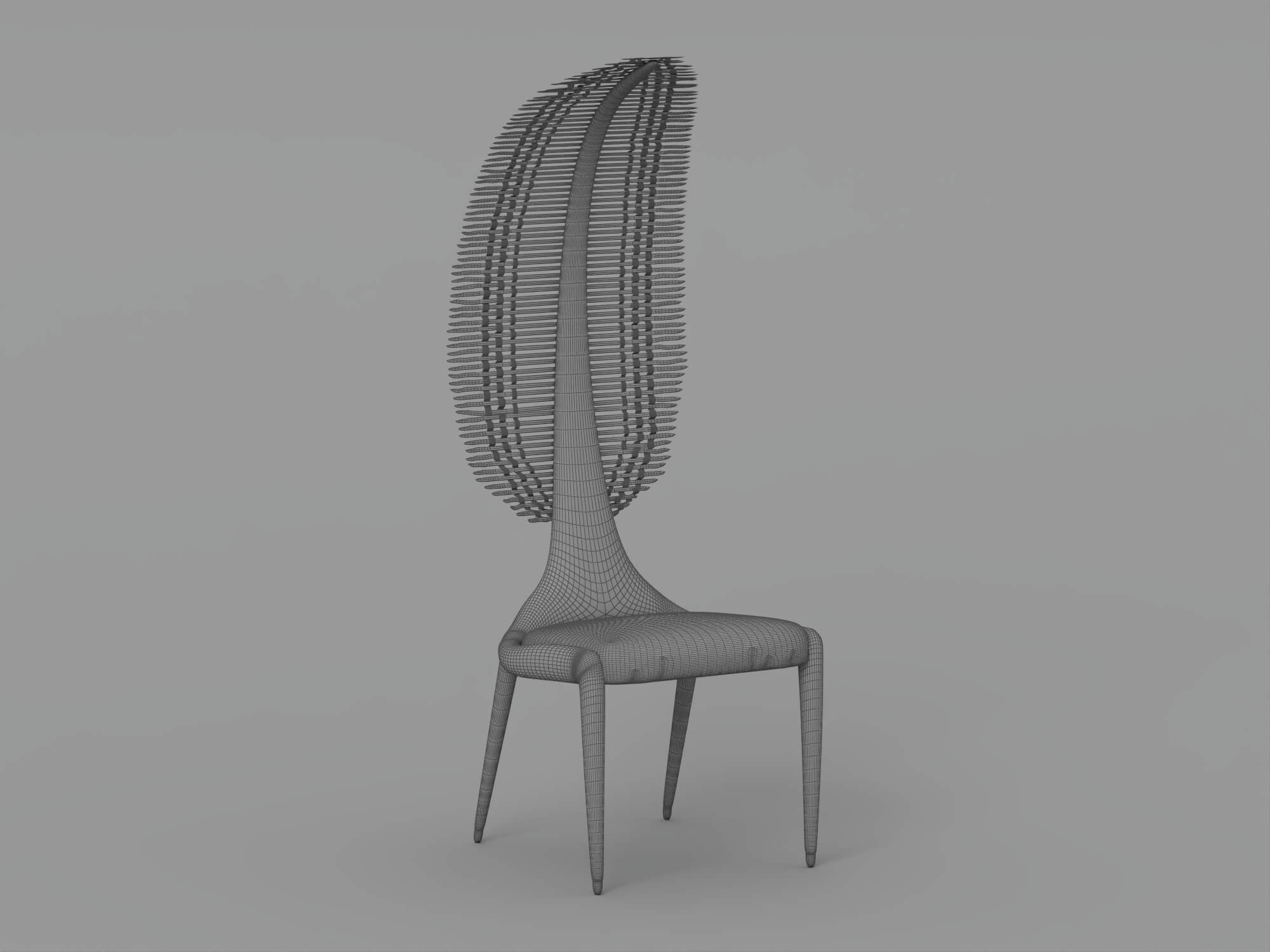 Olive Green Tall Slatted Back Chair 3D Model