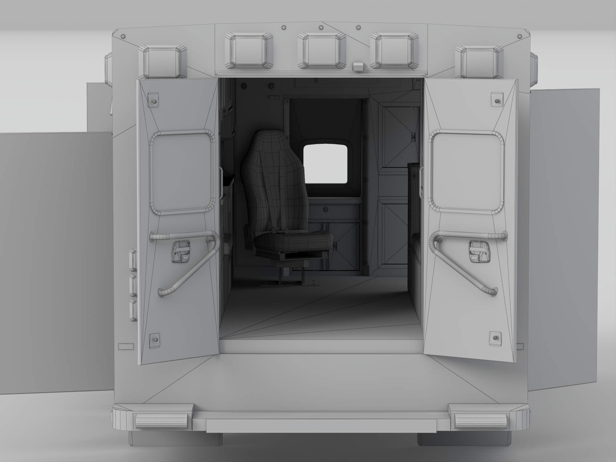 Open Door Ambulance Module With Interior Storage 3D Model