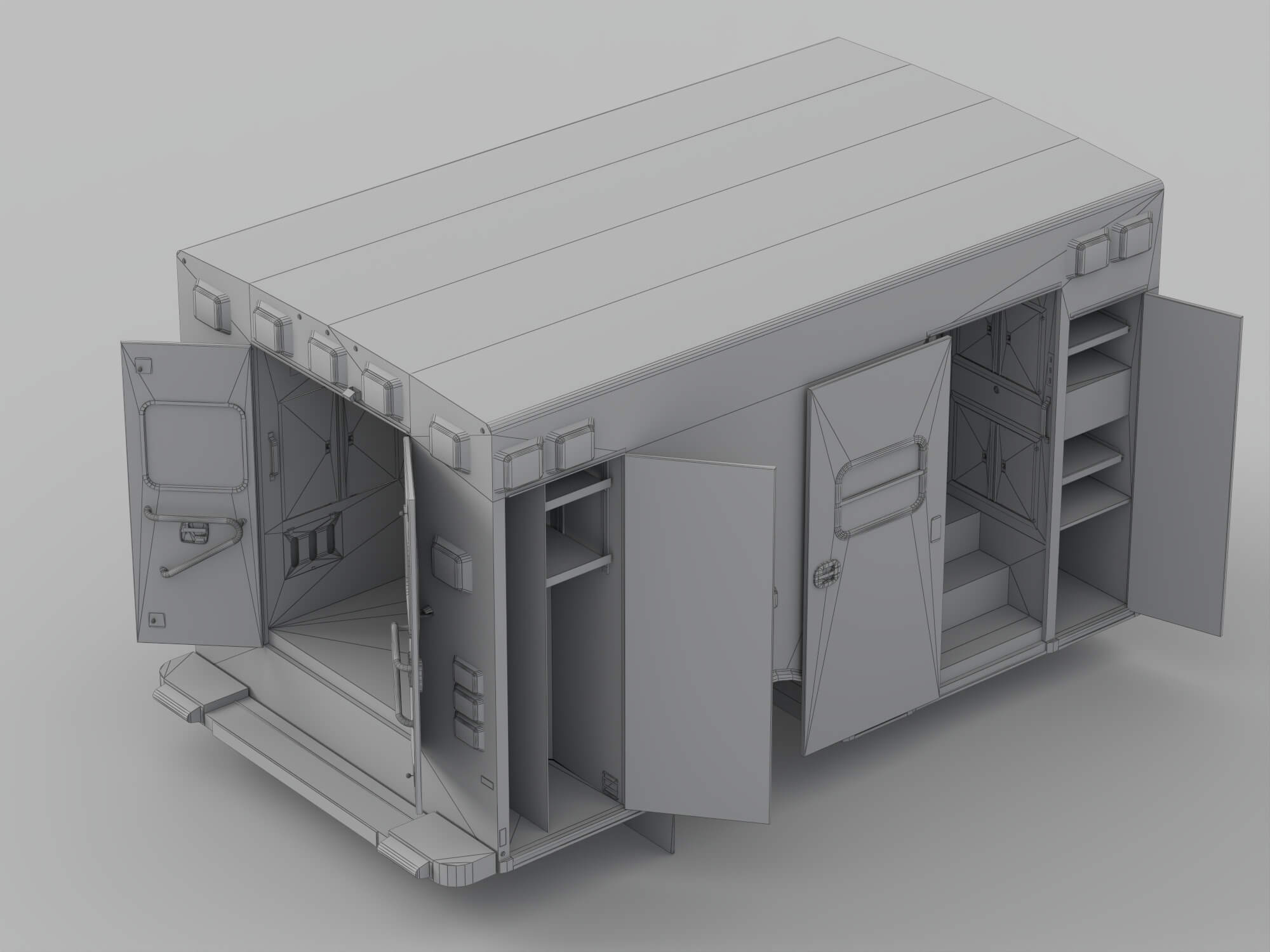 Open Door Ambulance Module With Interior Storage 3D Model