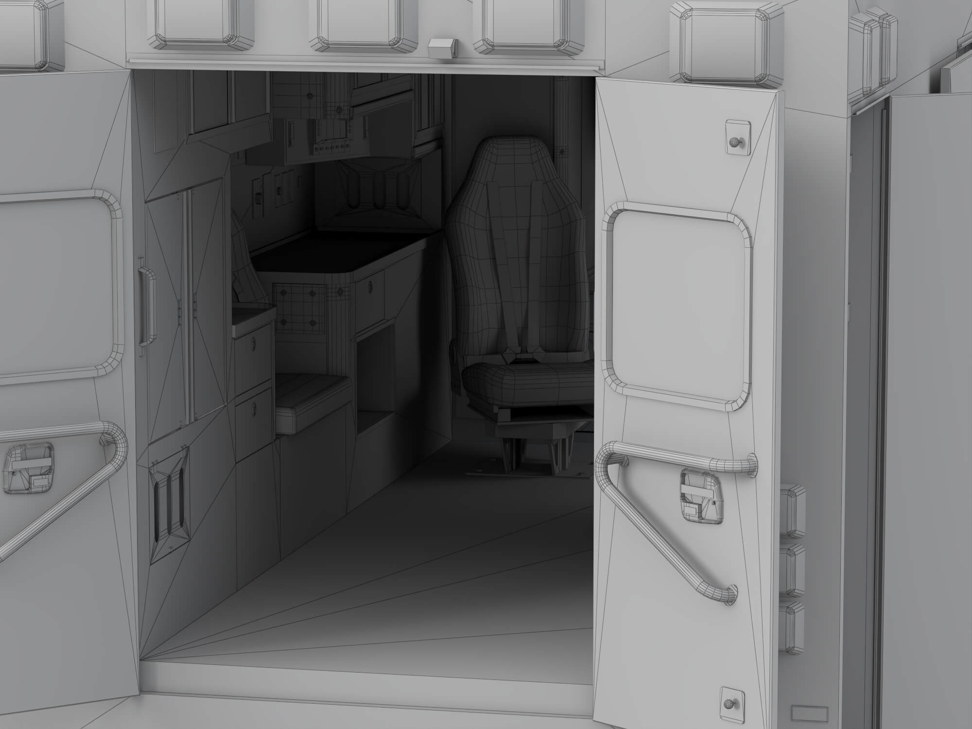Open Door Ambulance Module With Interior Storage 3D Model