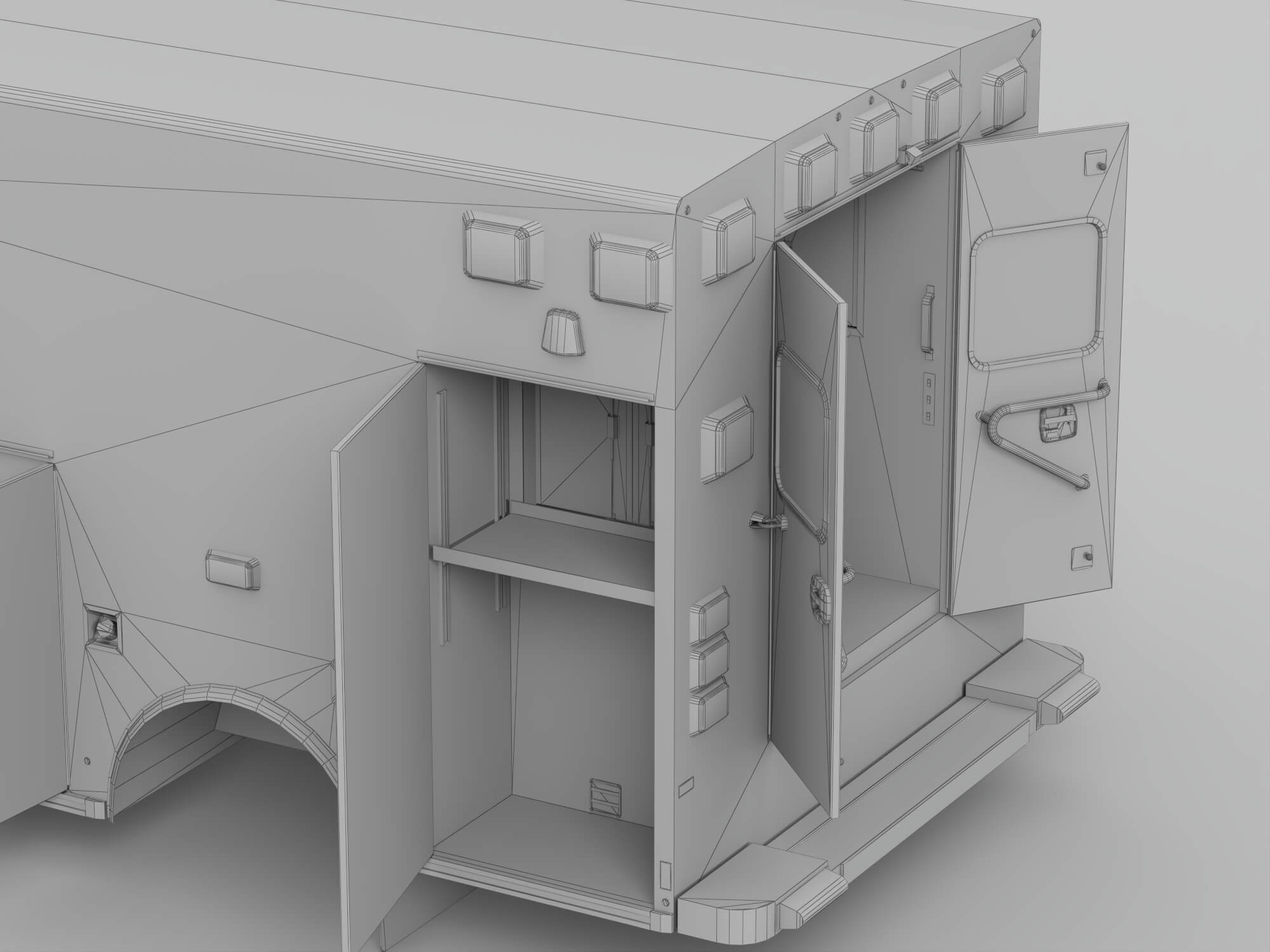 Open Door Ambulance Module With Interior Storage 3D Model