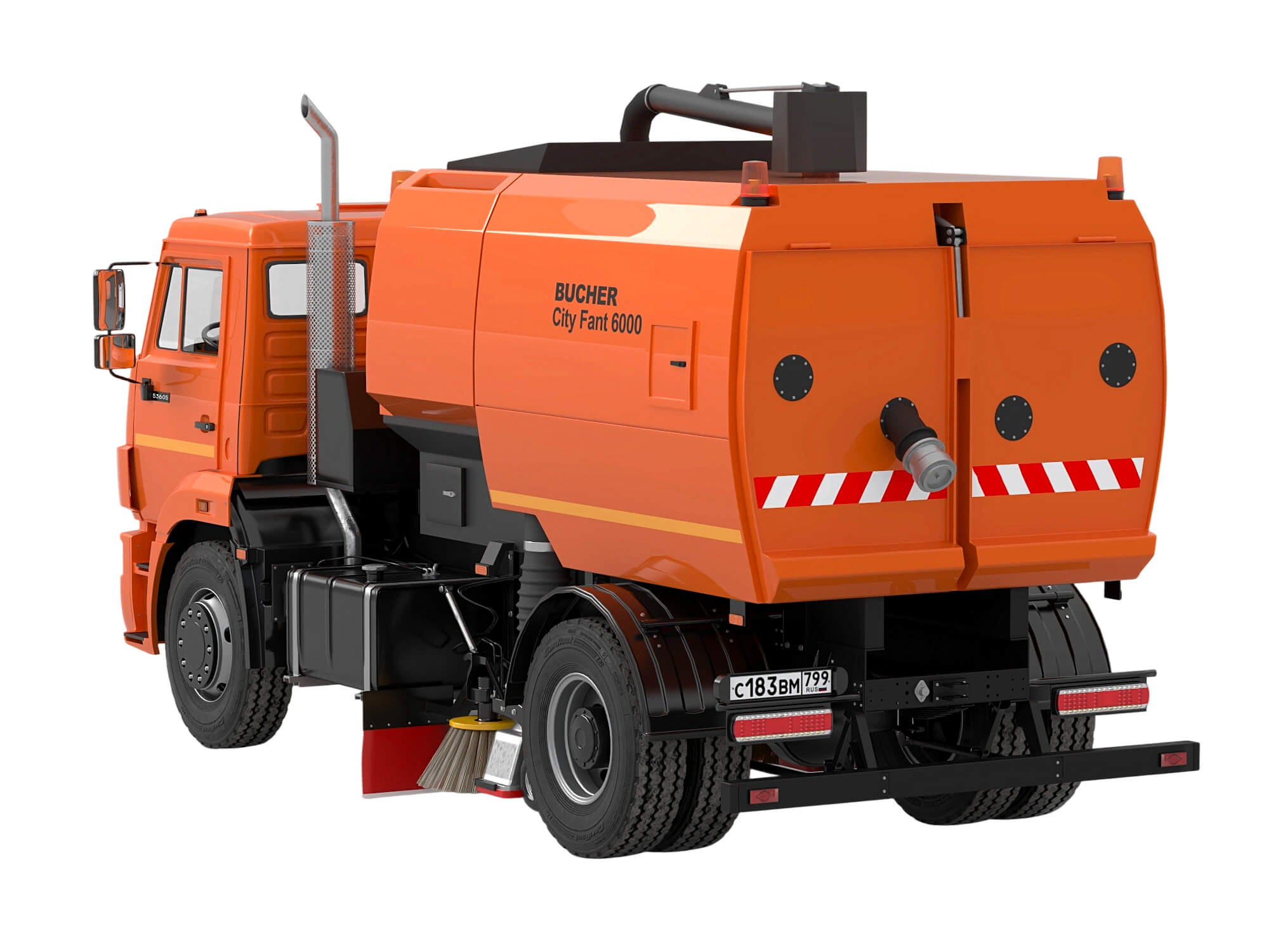 Orange Kamaz Street Sweeper Truck 3D Model 3D Model