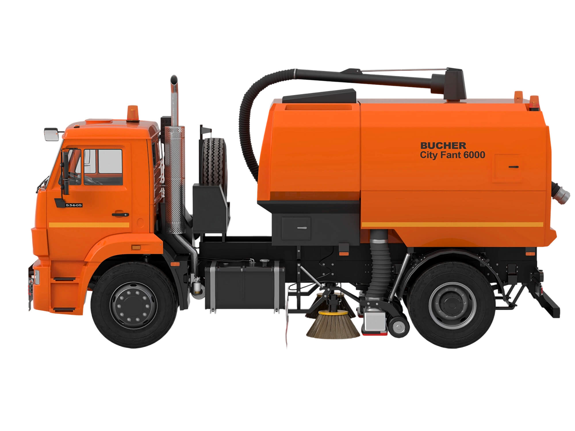 Orange Kamaz Street Sweeper Truck 3D Model 3D Model