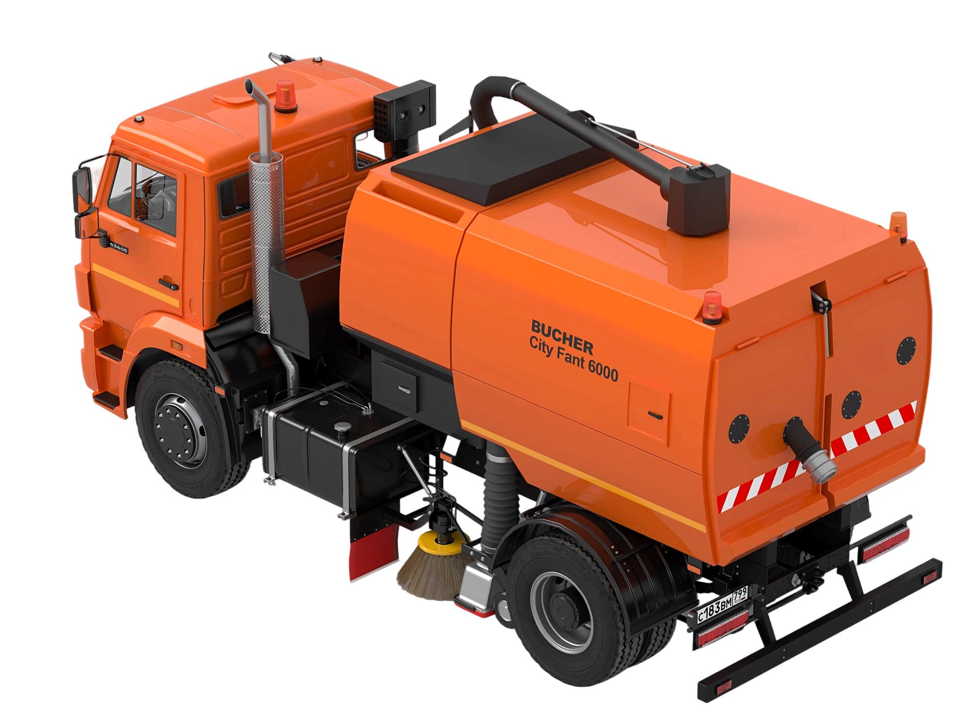 Orange Kamaz Street Sweeper Truck 3D Model 3D Model