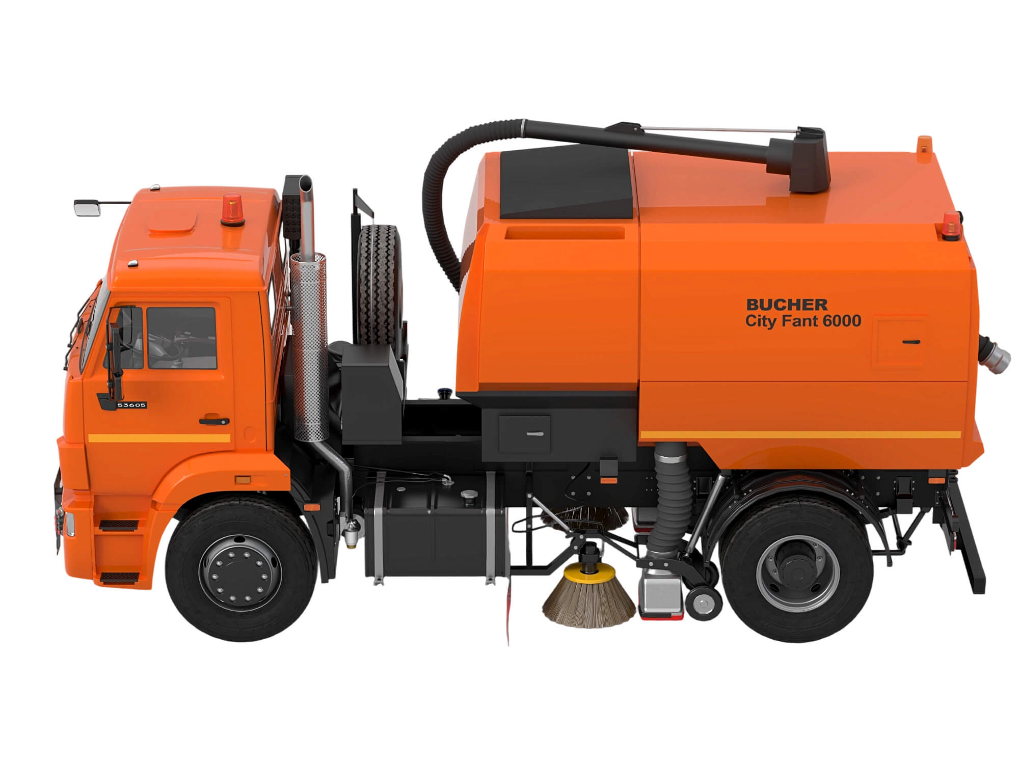 Orange Kamaz Street Sweeper Truck 3D Model 3D Model