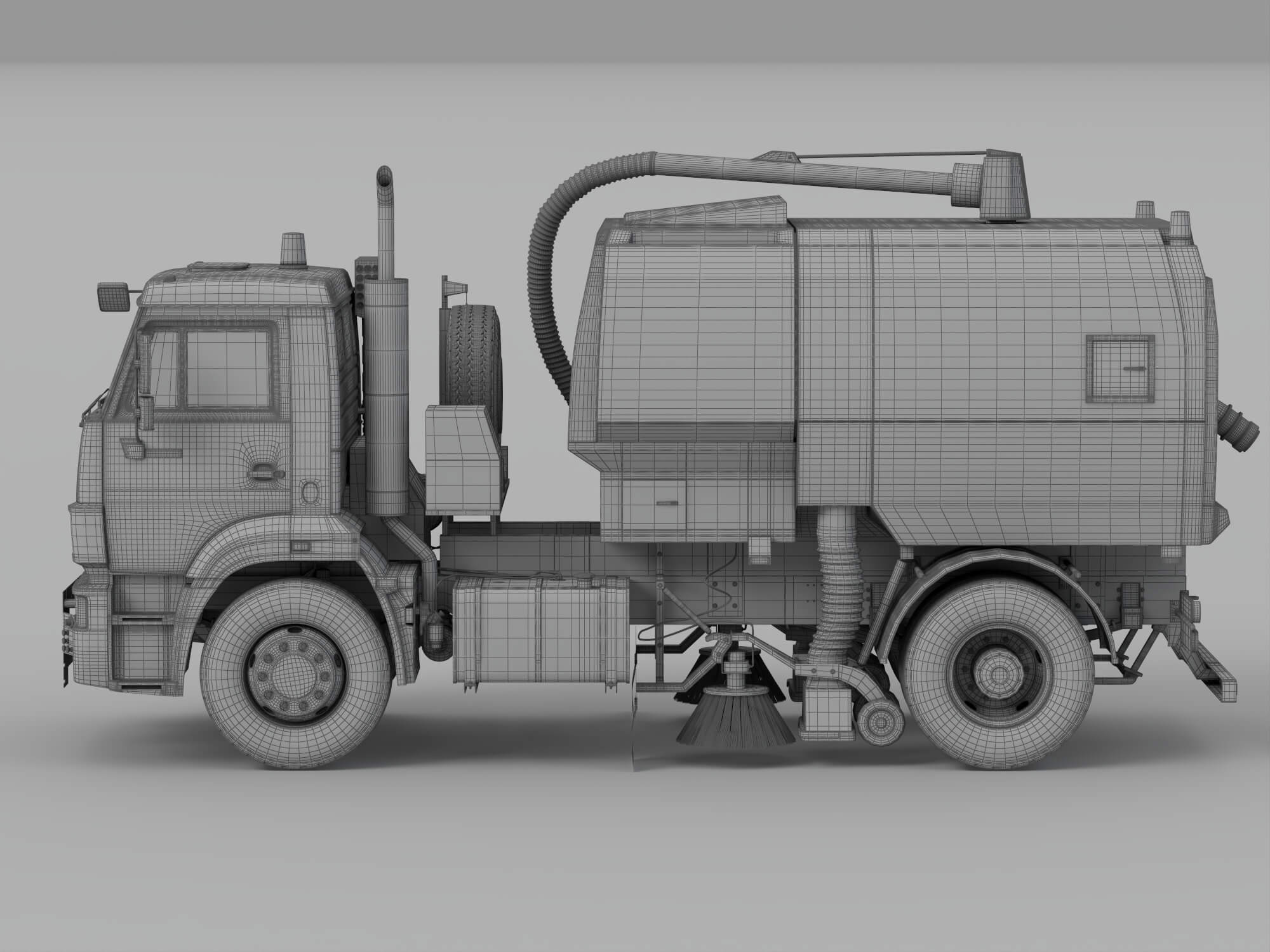 Orange Kamaz Street Sweeper Truck 3D Model 3D Model