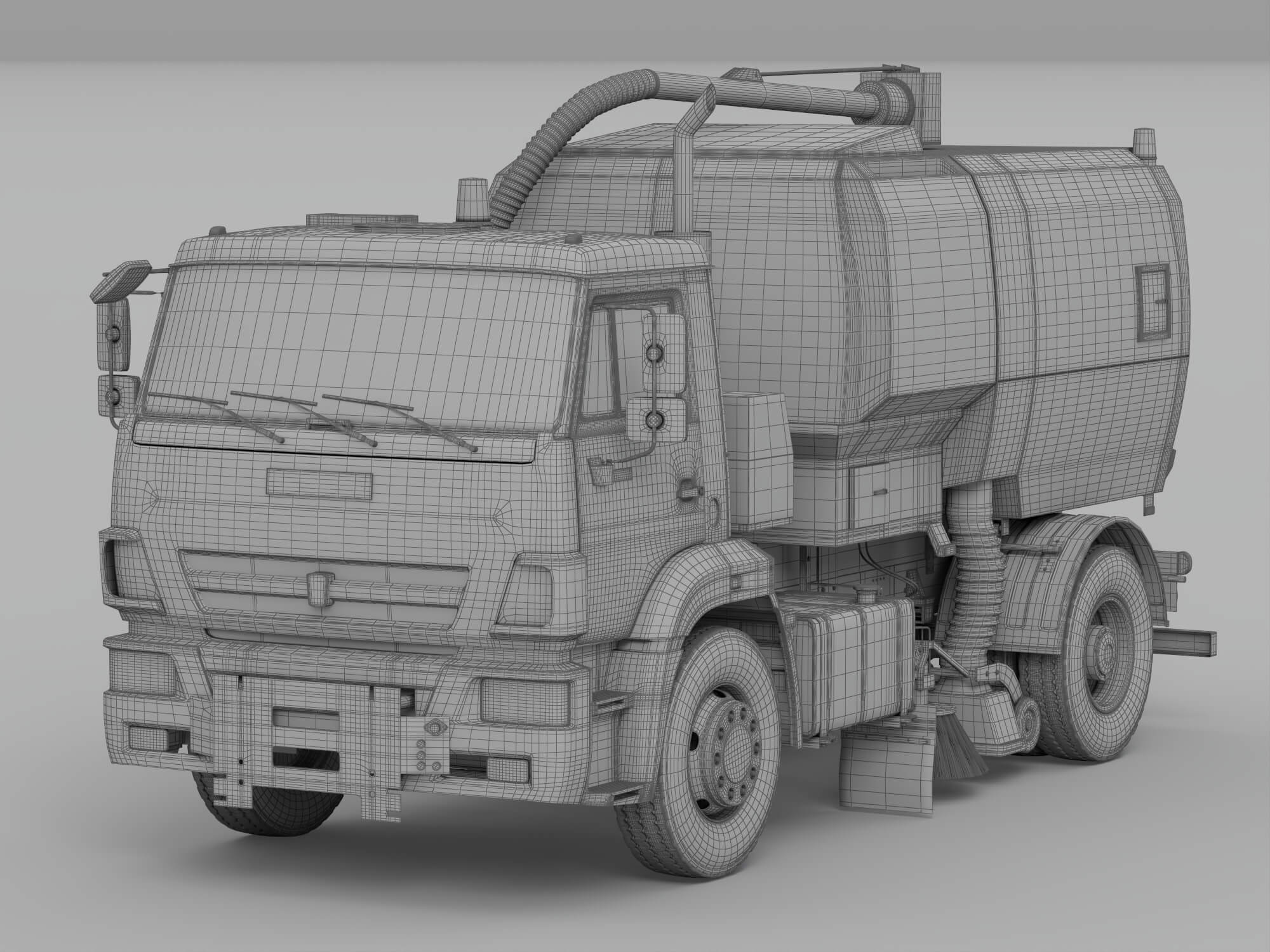 Orange Kamaz Street Sweeper Truck 3D Model 3D Model