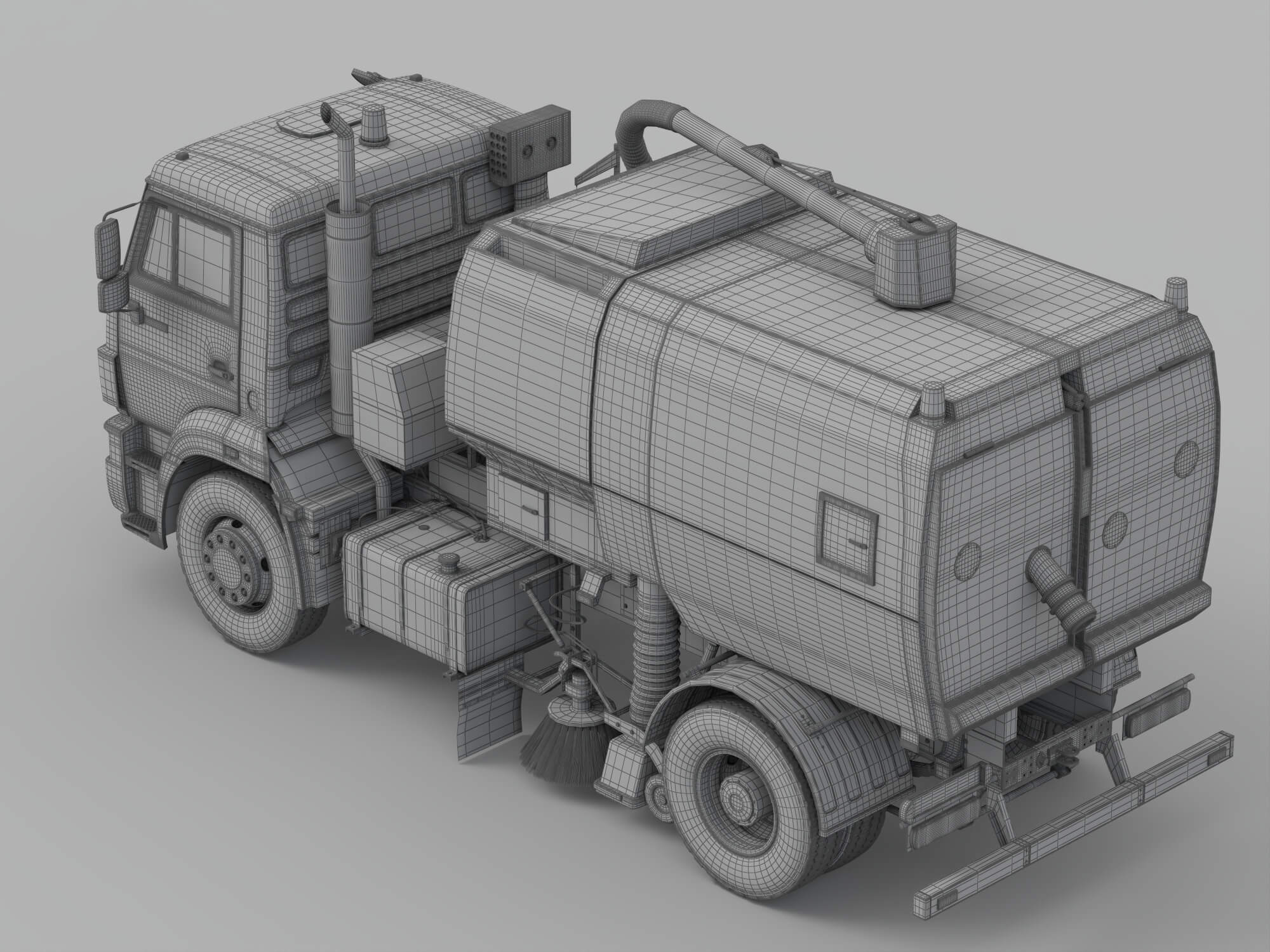 Orange Kamaz Street Sweeper Truck 3D Model 3D Model