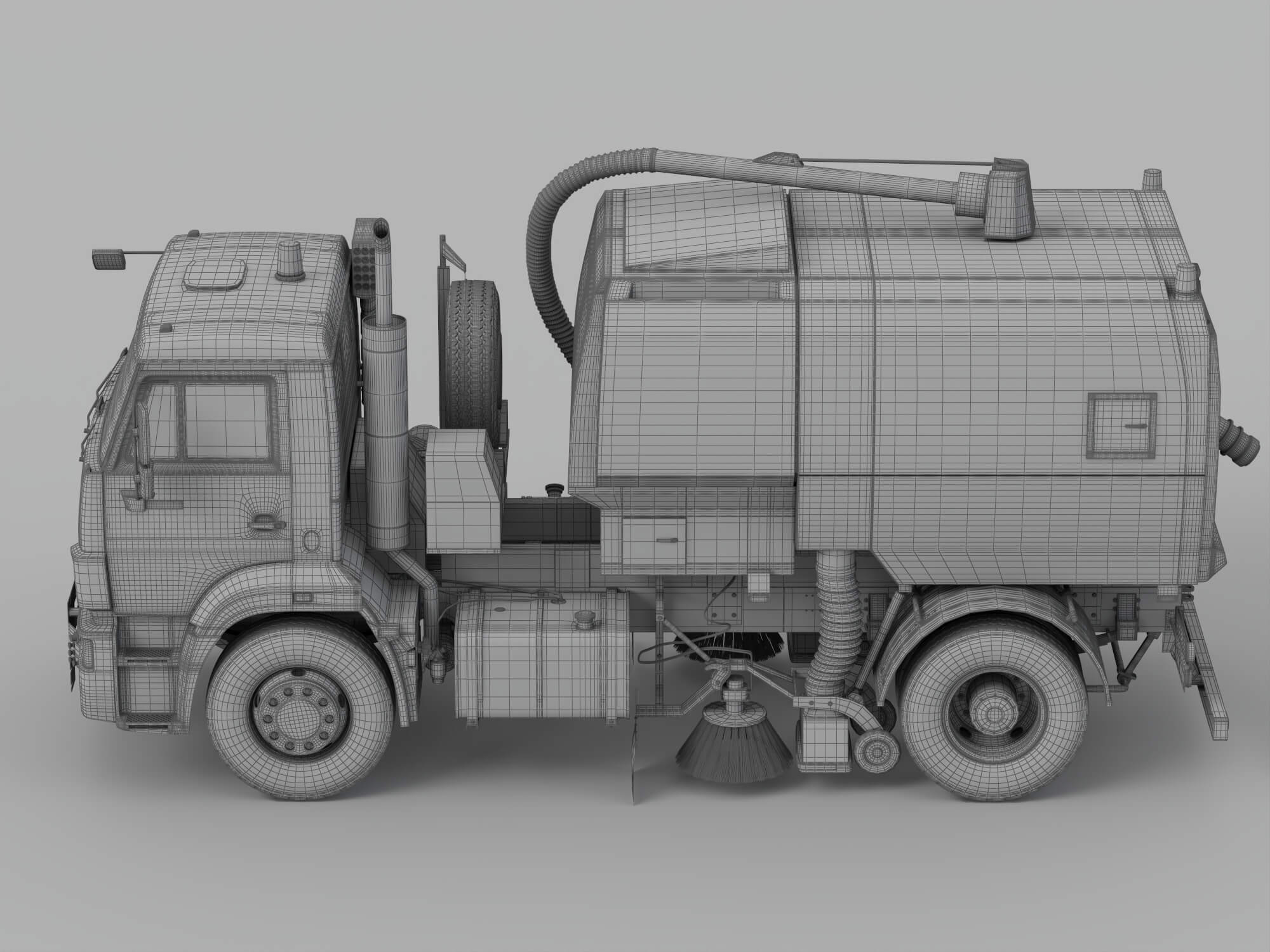 Orange Kamaz Street Sweeper Truck 3D Model 3D Model