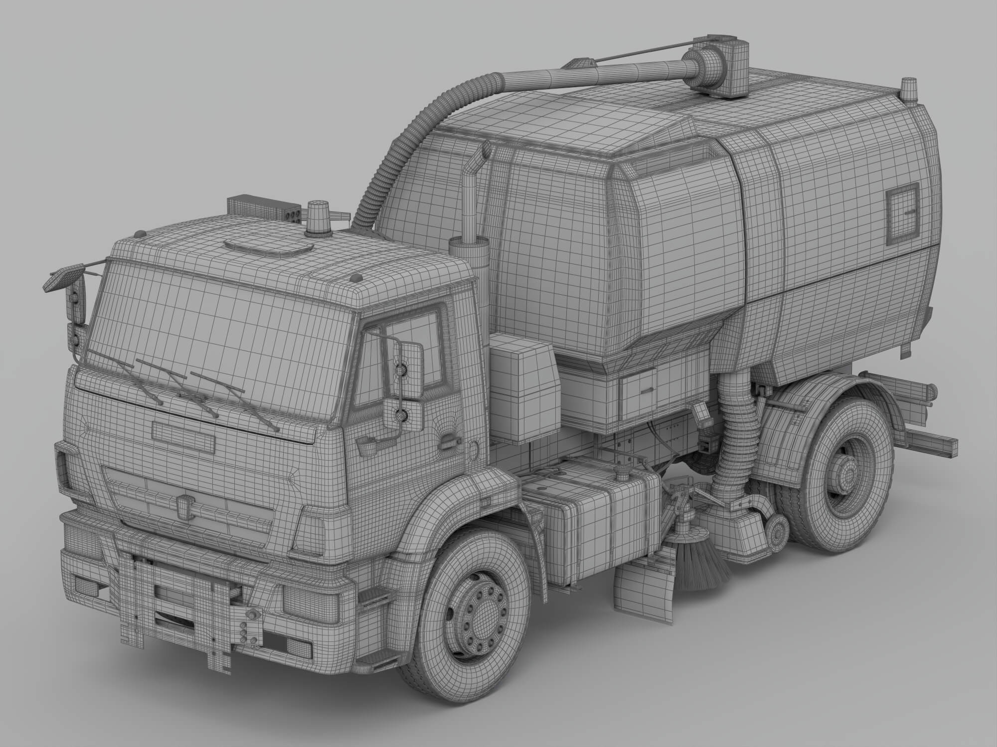 Orange Kamaz Street Sweeper Truck 3D Model 3D Model
