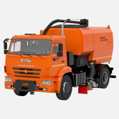 Orange Kamaz Street Sweeper Truck 3D Model 3D Model