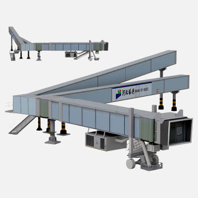 Textured 3D Airport Passenger Boarding Jet Bridge Bank of 3D Model