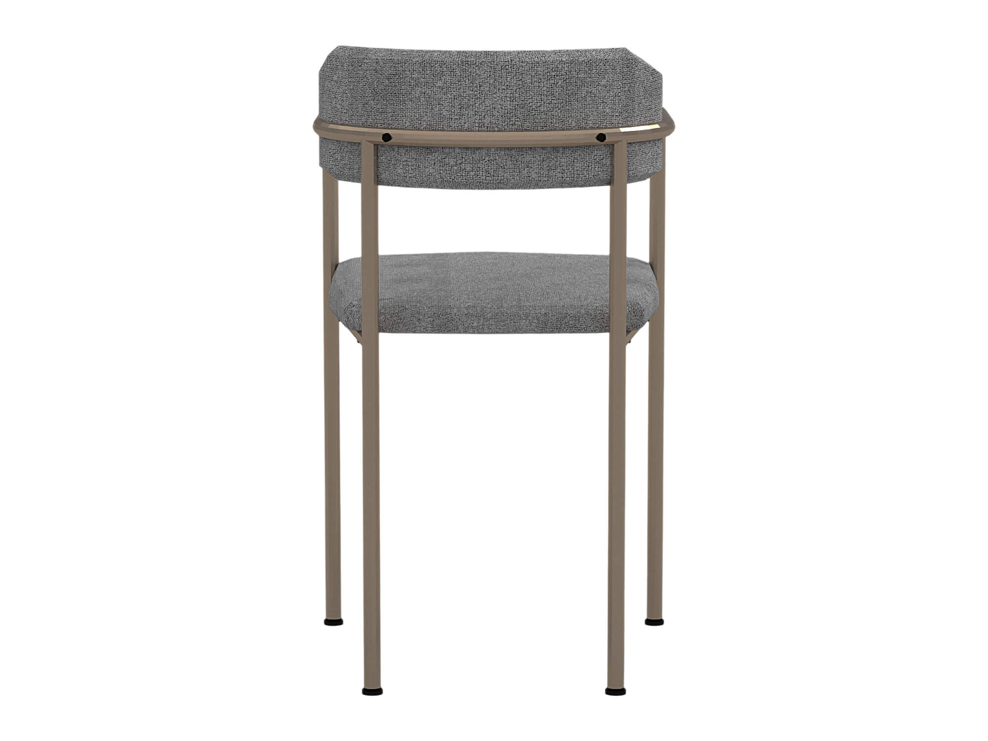 Two Gray Fabric Dining Chairs with Bronze Metal Frames 3D Model