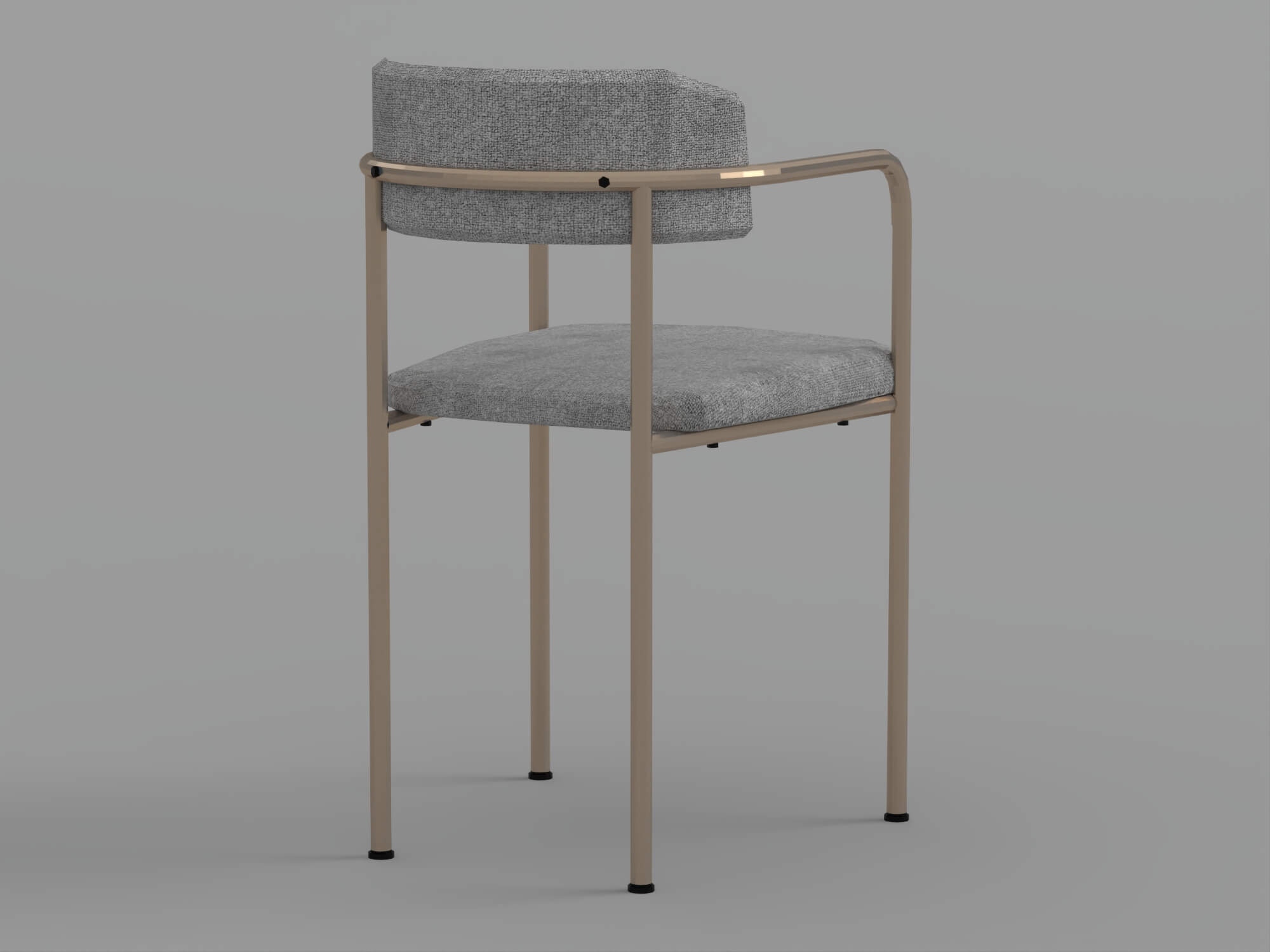 Two Gray Fabric Dining Chairs with Bronze Metal Frames 3D Model
