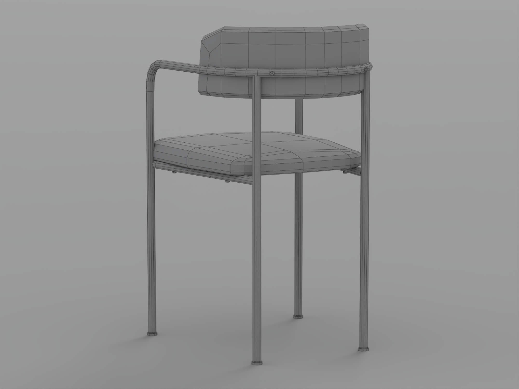 Two Gray Fabric Dining Chairs with Bronze Metal Frames 3D Model