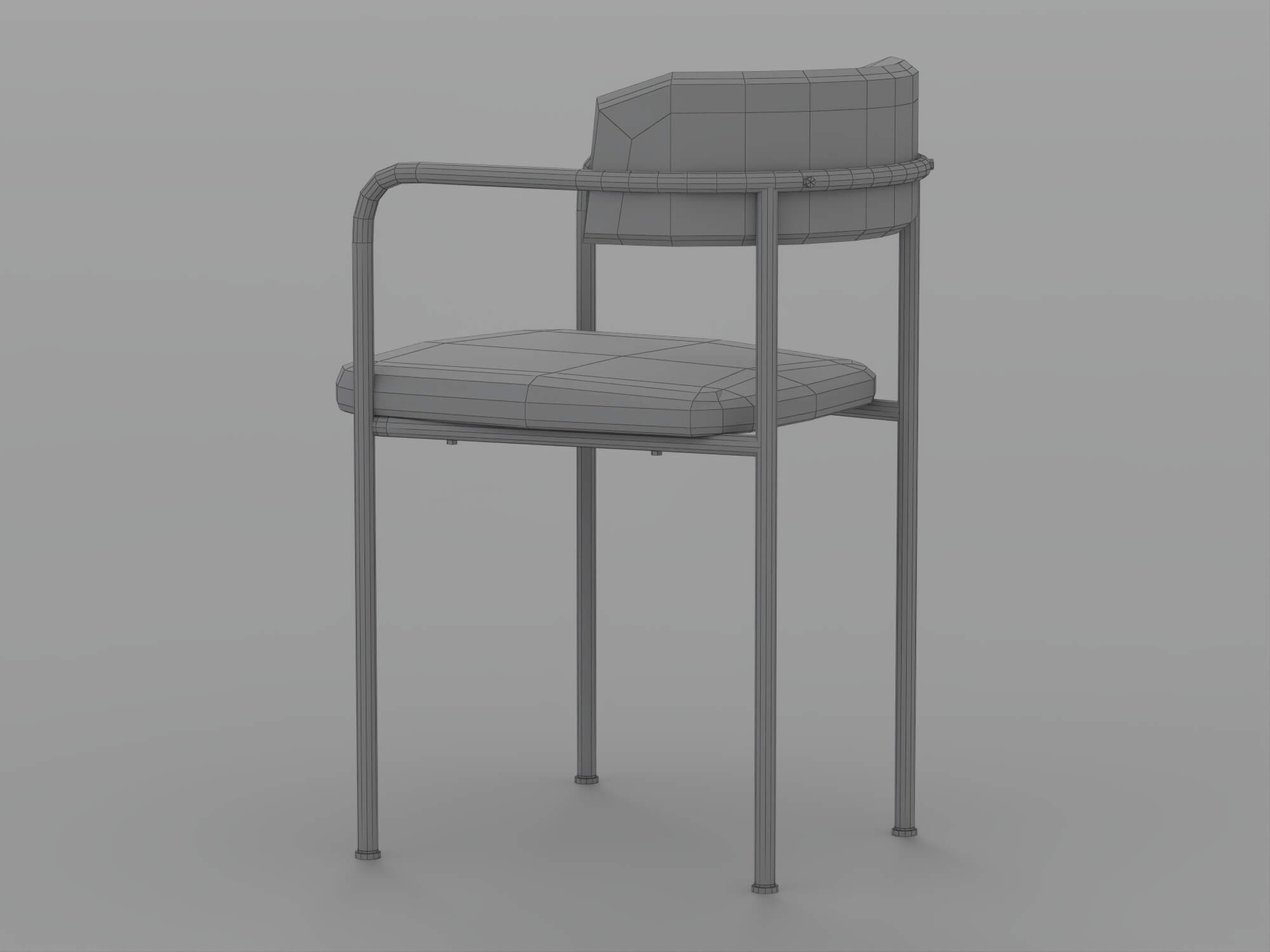 Two Gray Fabric Dining Chairs with Bronze Metal Frames 3D Model