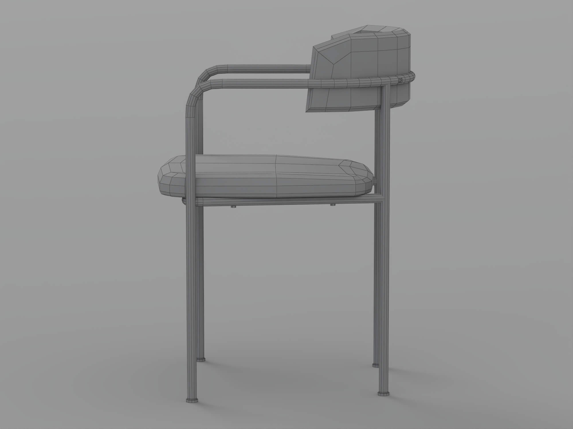 Two Gray Fabric Dining Chairs with Bronze Metal Frames 3D Model