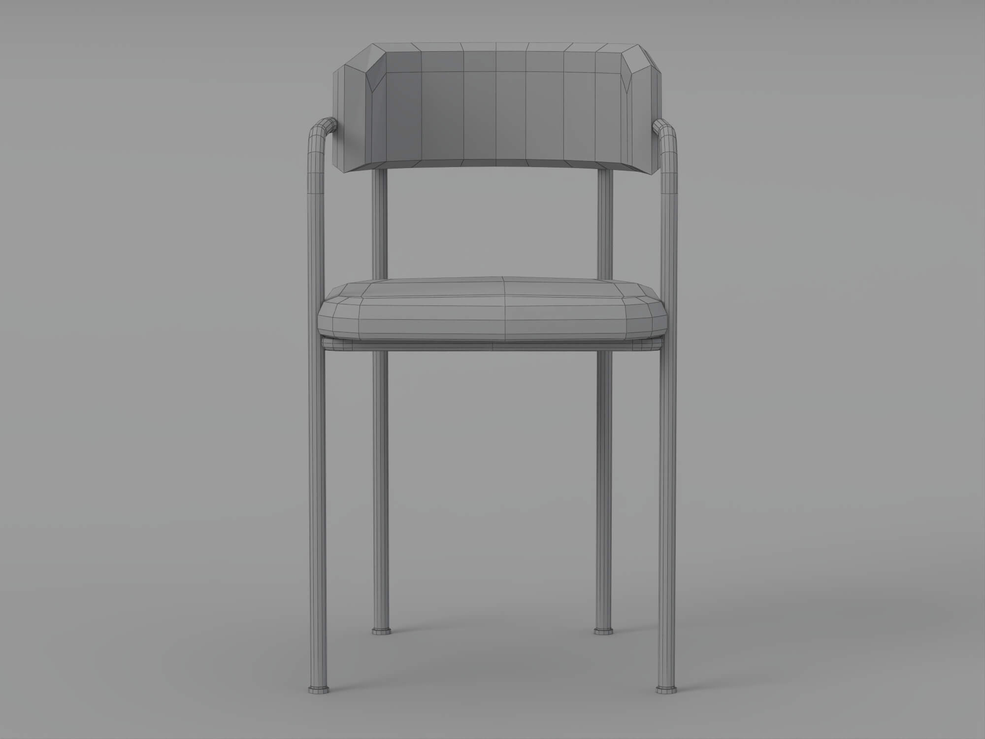 Two Gray Fabric Dining Chairs with Bronze Metal Frames 3D Model