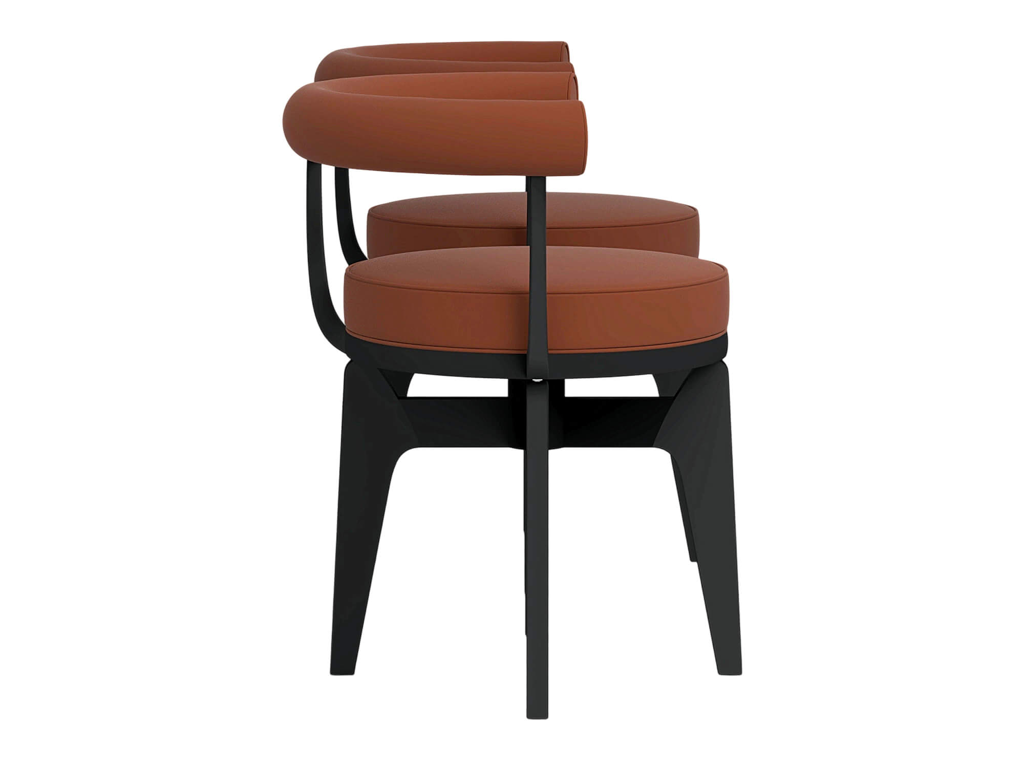 Two Modern Brown Cushioned Black Frame Armchairs 3D Model