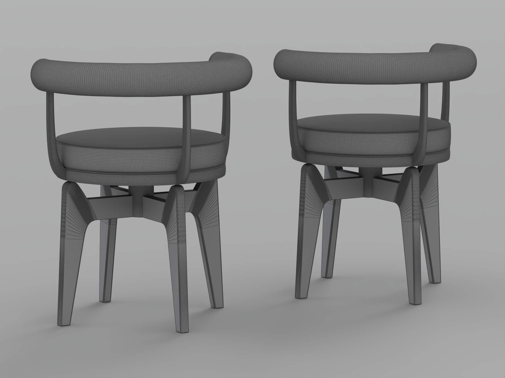 Two Modern Brown Cushioned Black Frame Armchairs 3D Model