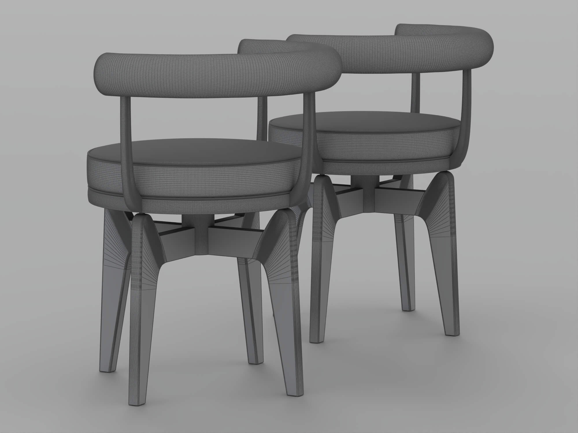 Two Modern Brown Cushioned Black Frame Armchairs 3D Model