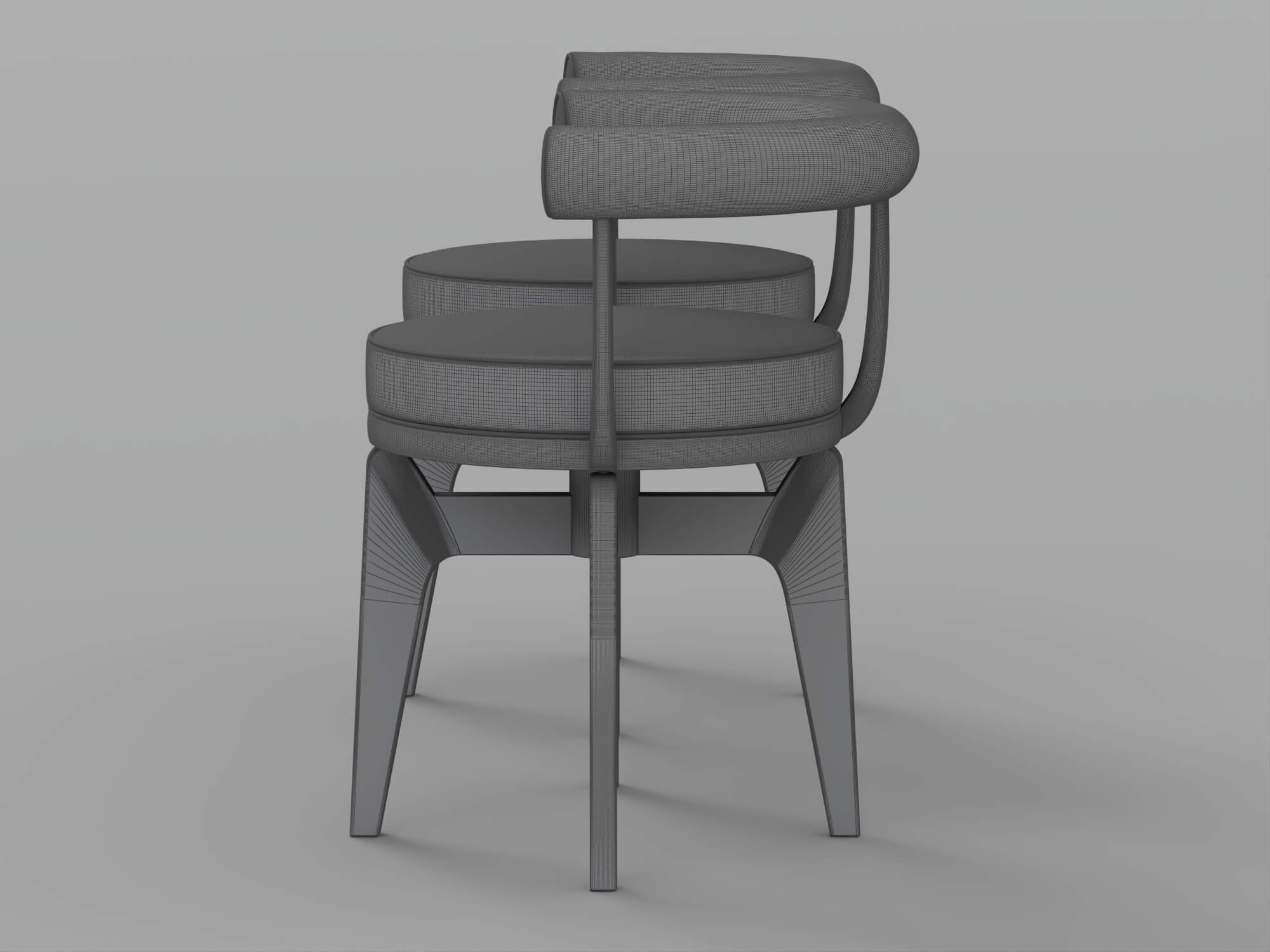 Two Modern Brown Cushioned Black Frame Armchairs 3D Model