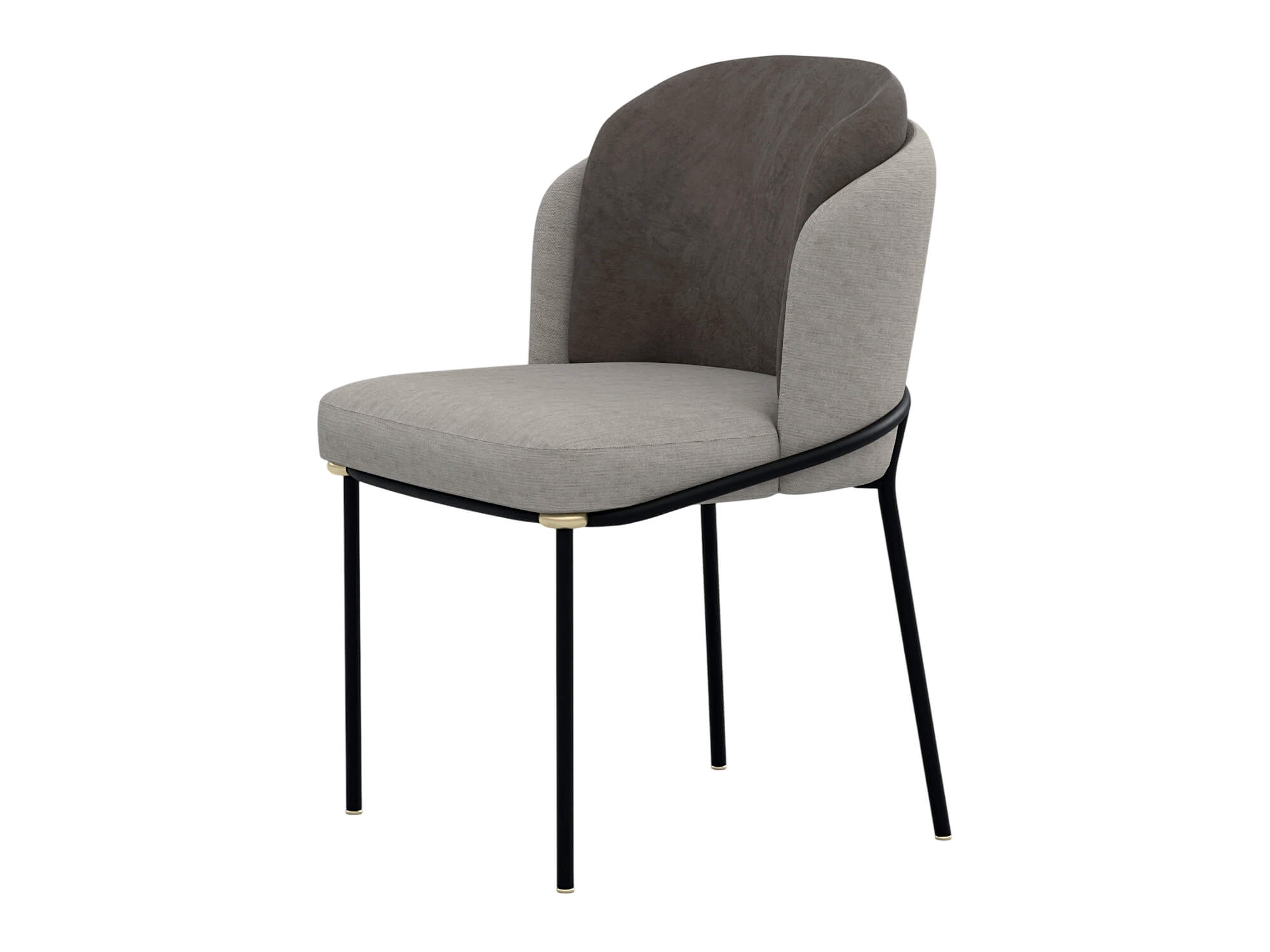 Two Tone Upholstered Dining Chair with Black Metal Legs 3D Model