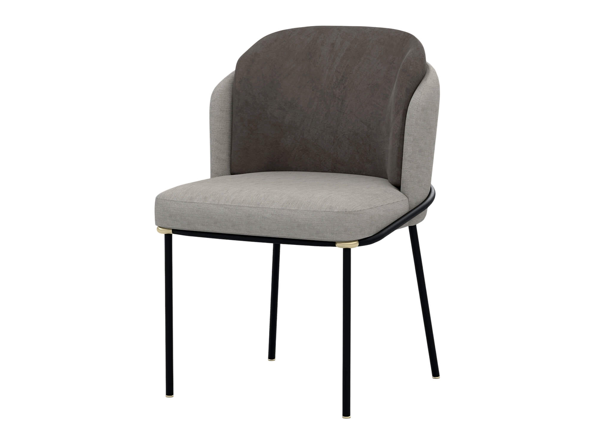 Two Tone Upholstered Dining Chair with Black Metal Legs 3D Model