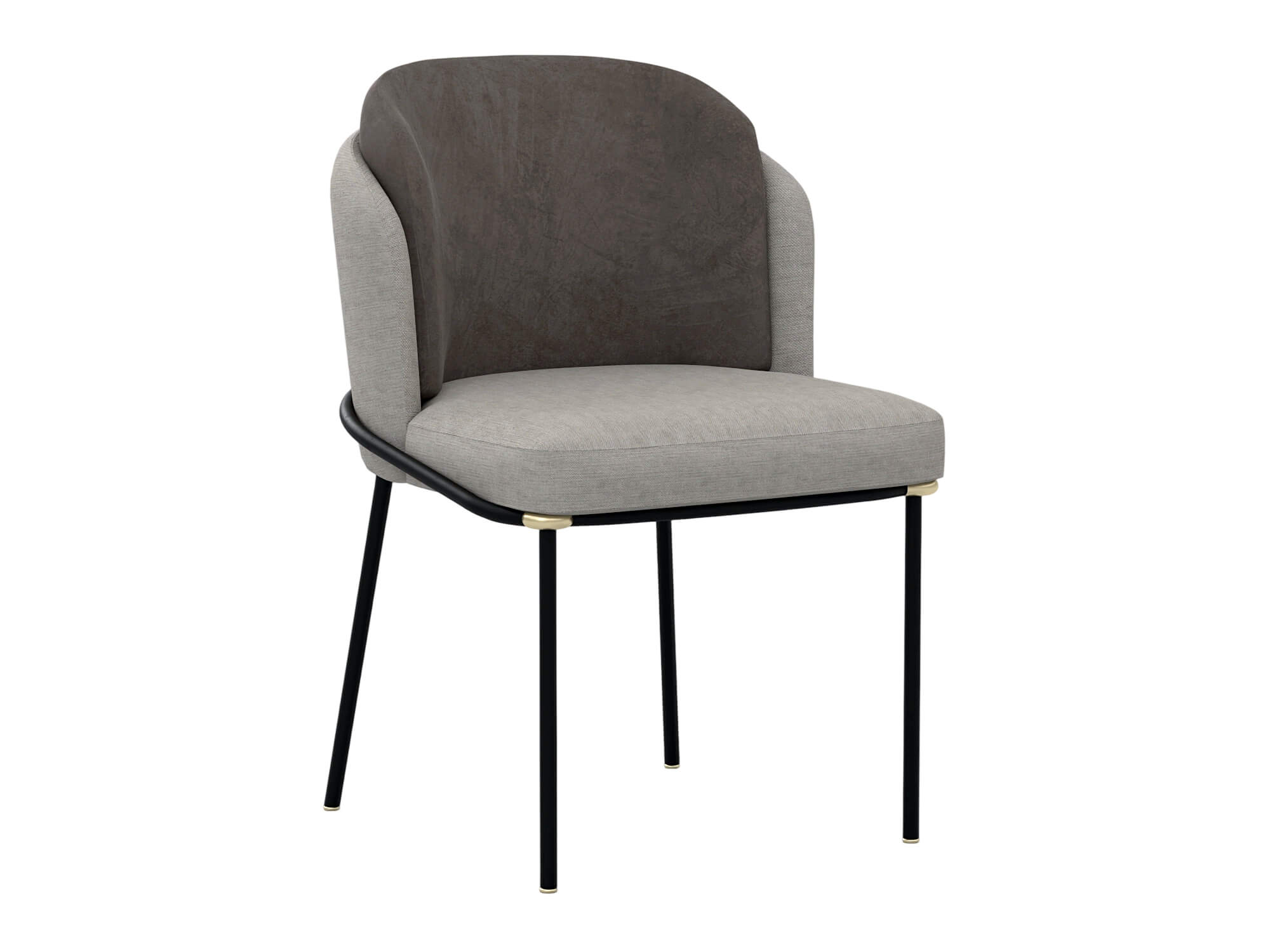 Two Tone Upholstered Dining Chair with Black Metal Legs 3D Model