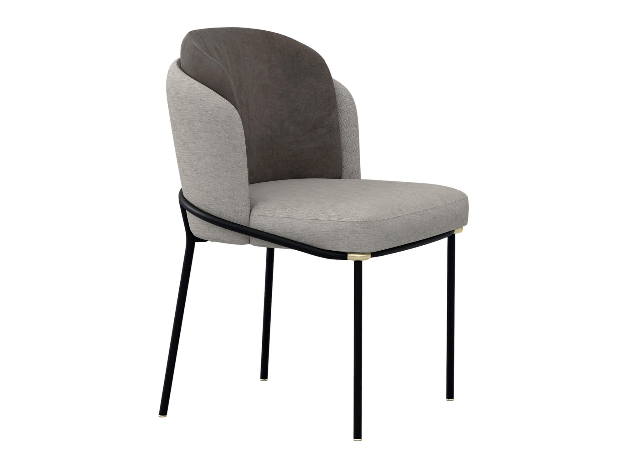 Two Tone Upholstered Dining Chair with Black Metal Legs 3D Model