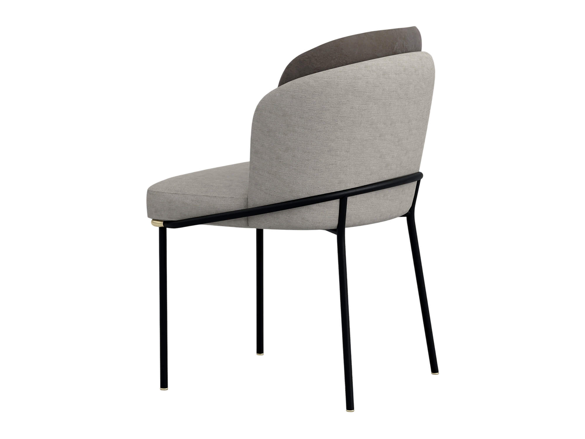 Two Tone Upholstered Dining Chair with Black Metal Legs 3D Model