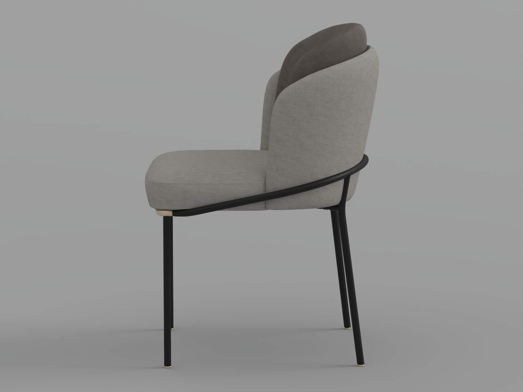Two Tone Upholstered Dining Chair with Black Metal Legs 3D Model