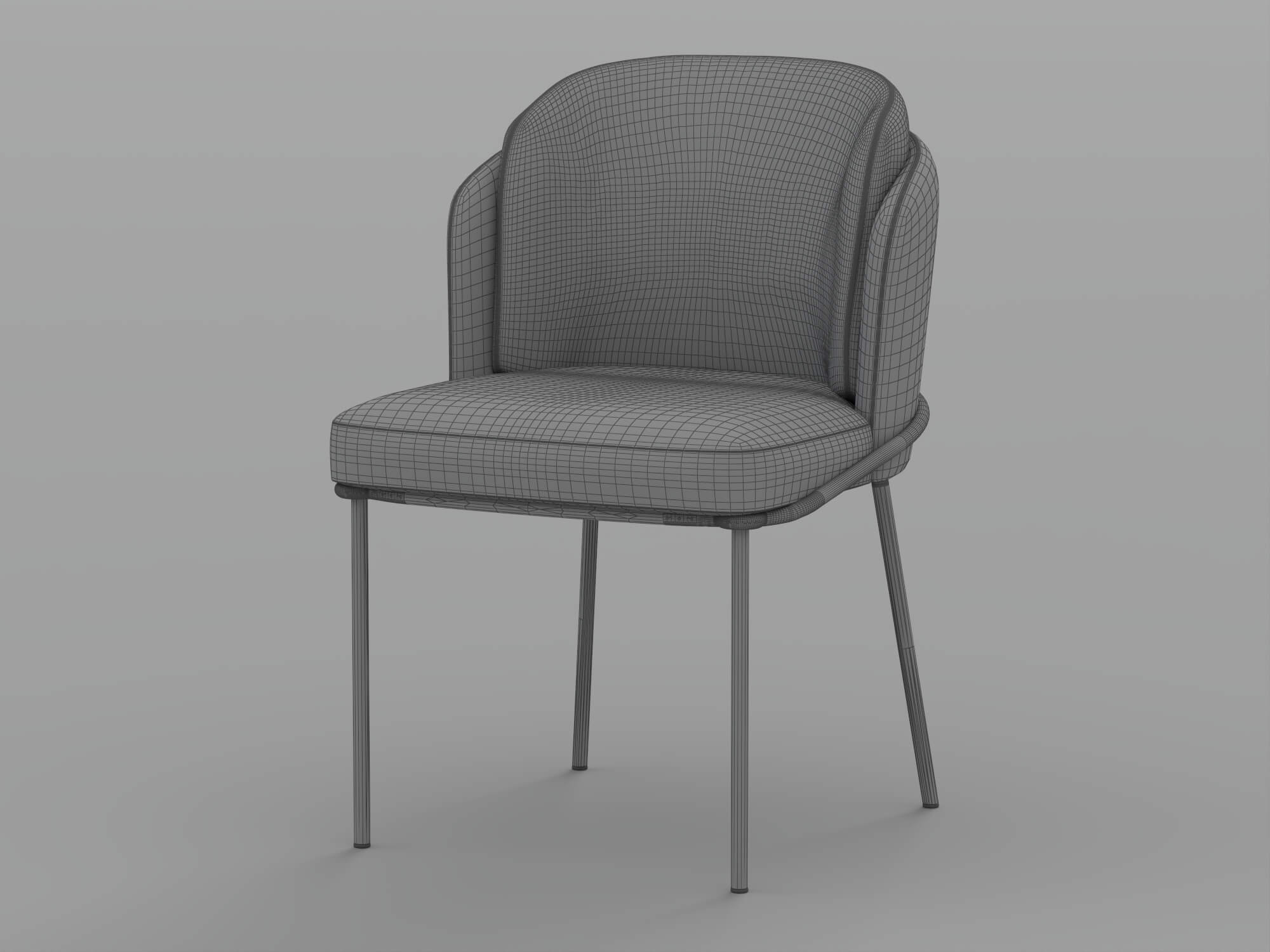 Two Tone Upholstered Dining Chair with Black Metal Legs 3D Model