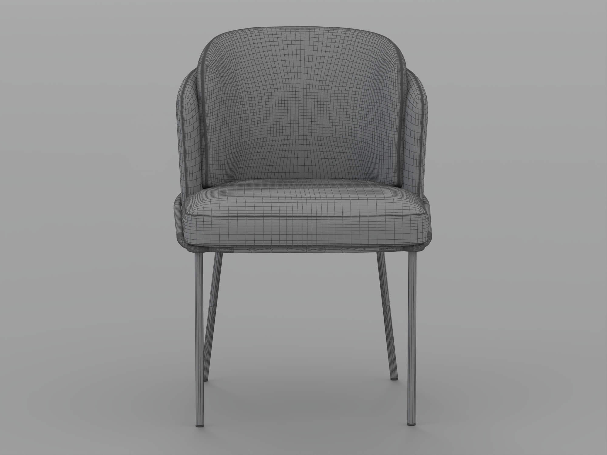 Two Tone Upholstered Dining Chair with Black Metal Legs 3D Model