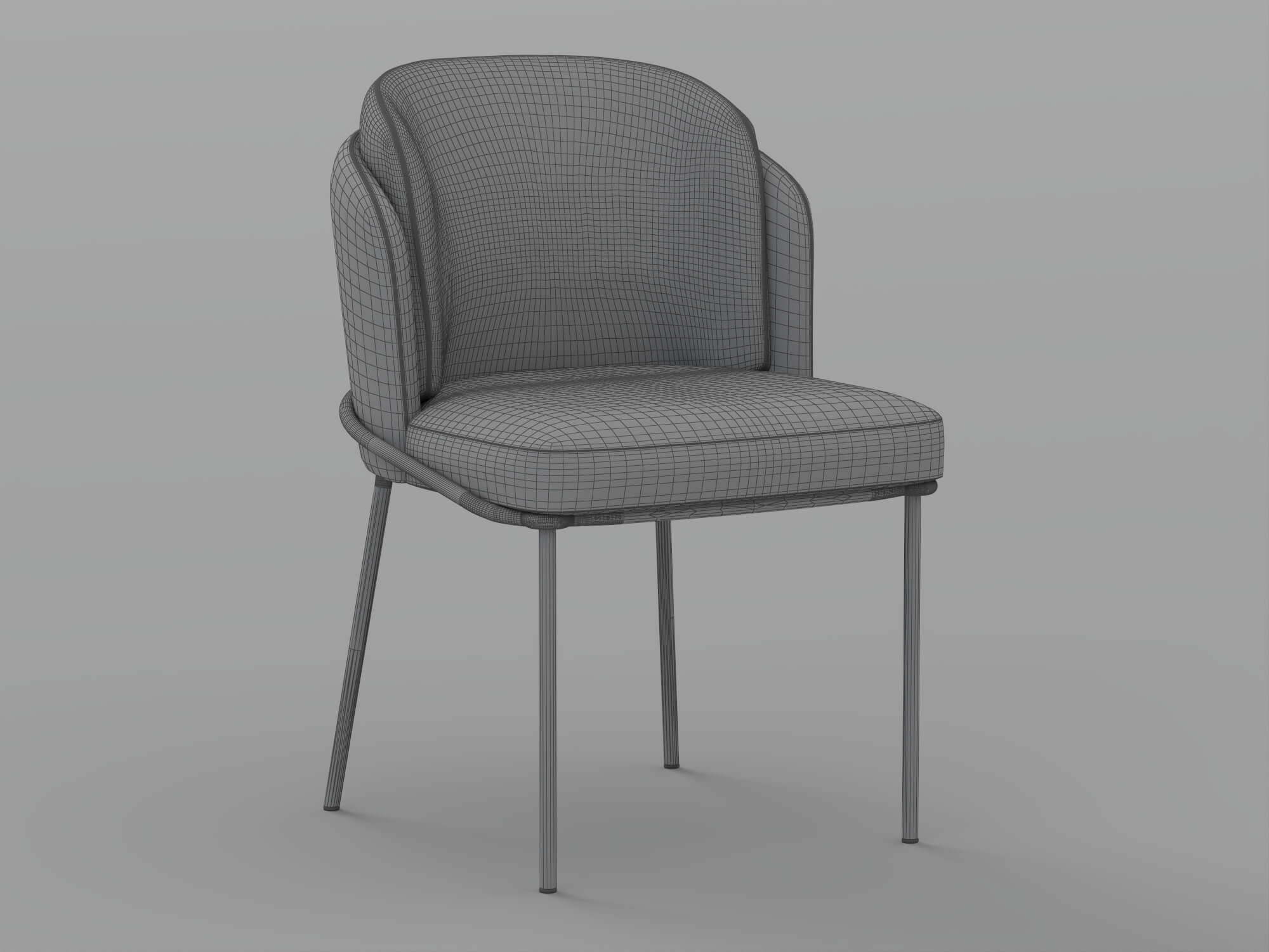 Two Tone Upholstered Dining Chair with Black Metal Legs 3D Model