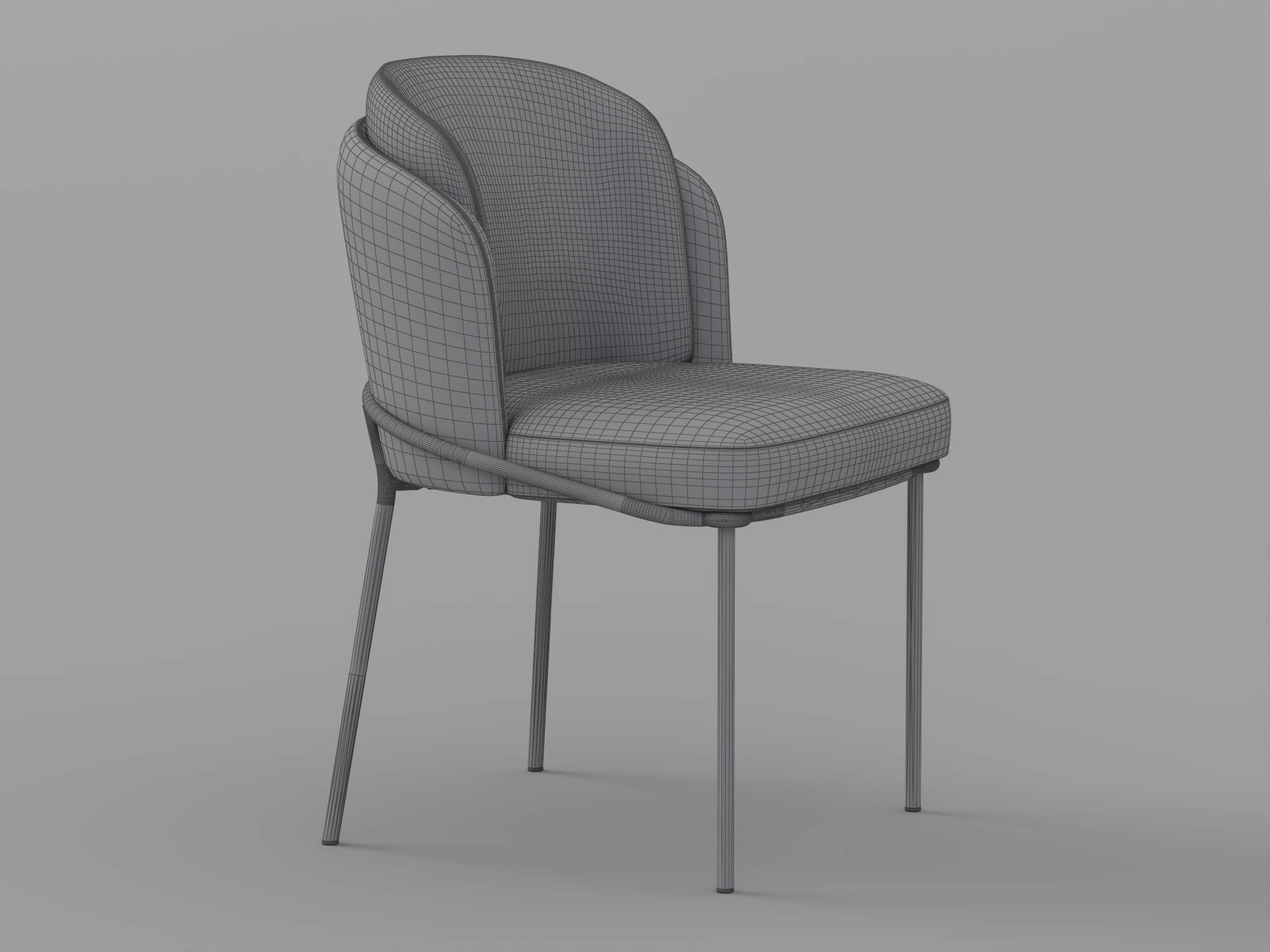 Two Tone Upholstered Dining Chair with Black Metal Legs 3D Model