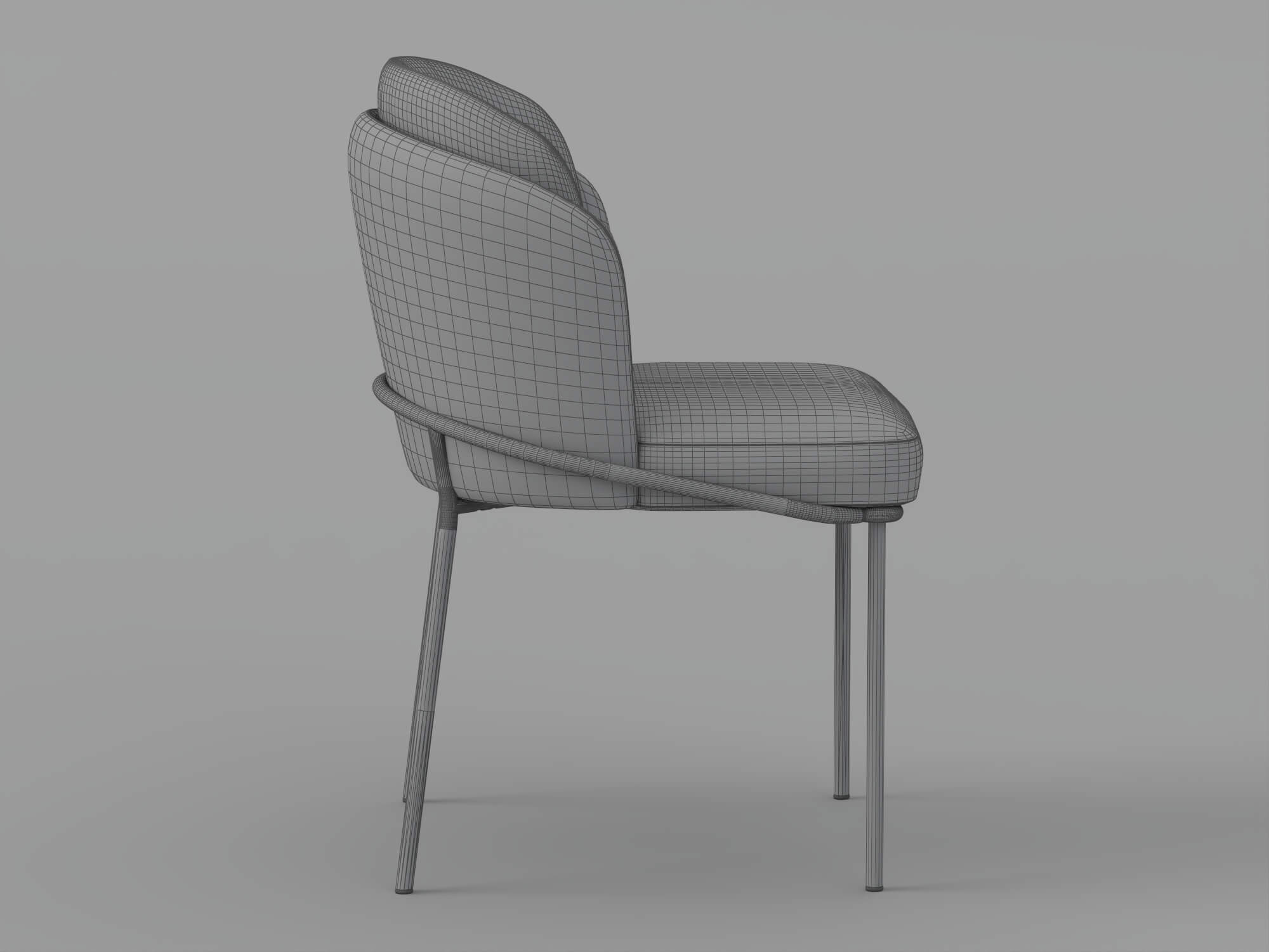 Two Tone Upholstered Dining Chair with Black Metal Legs 3D Model