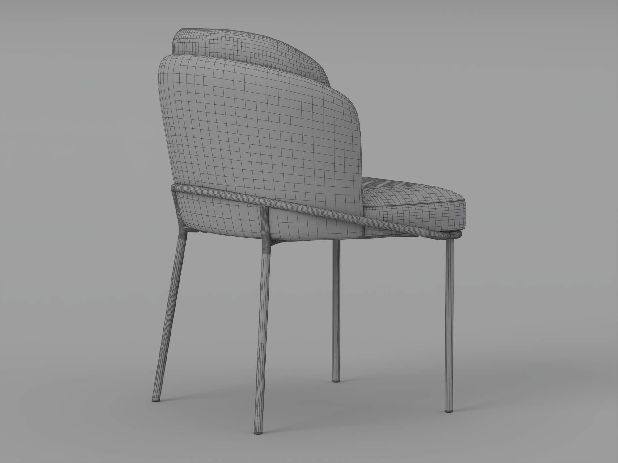 Two Tone Upholstered Dining Chair with Black Metal Legs 3D Model