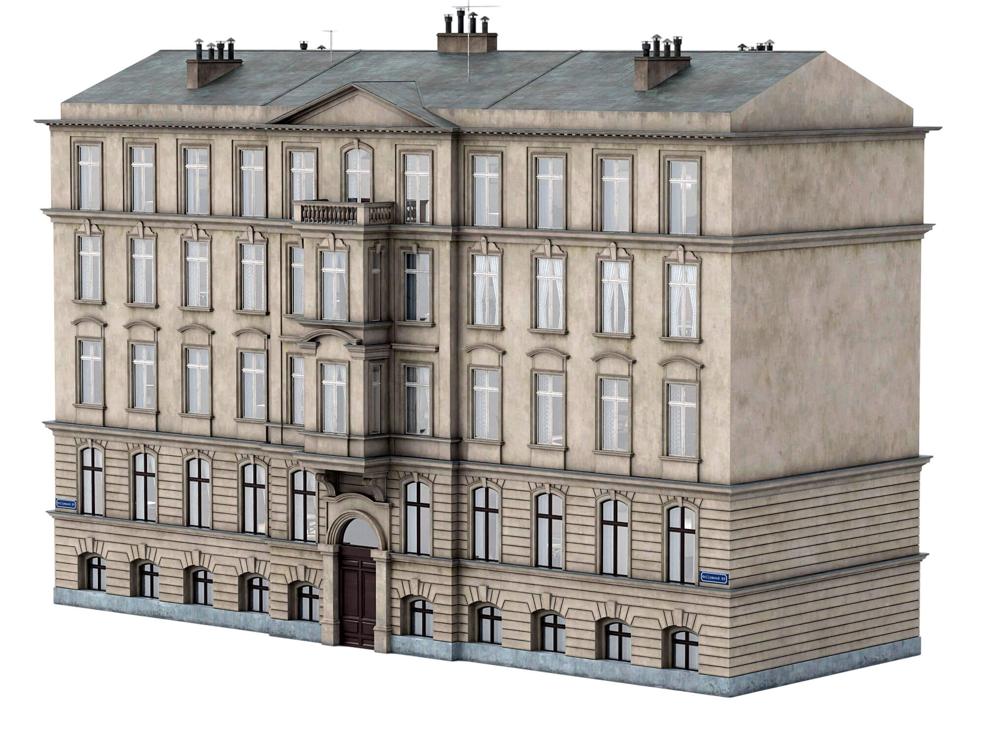 Weathered European Old Town Apartment Building 3D Model