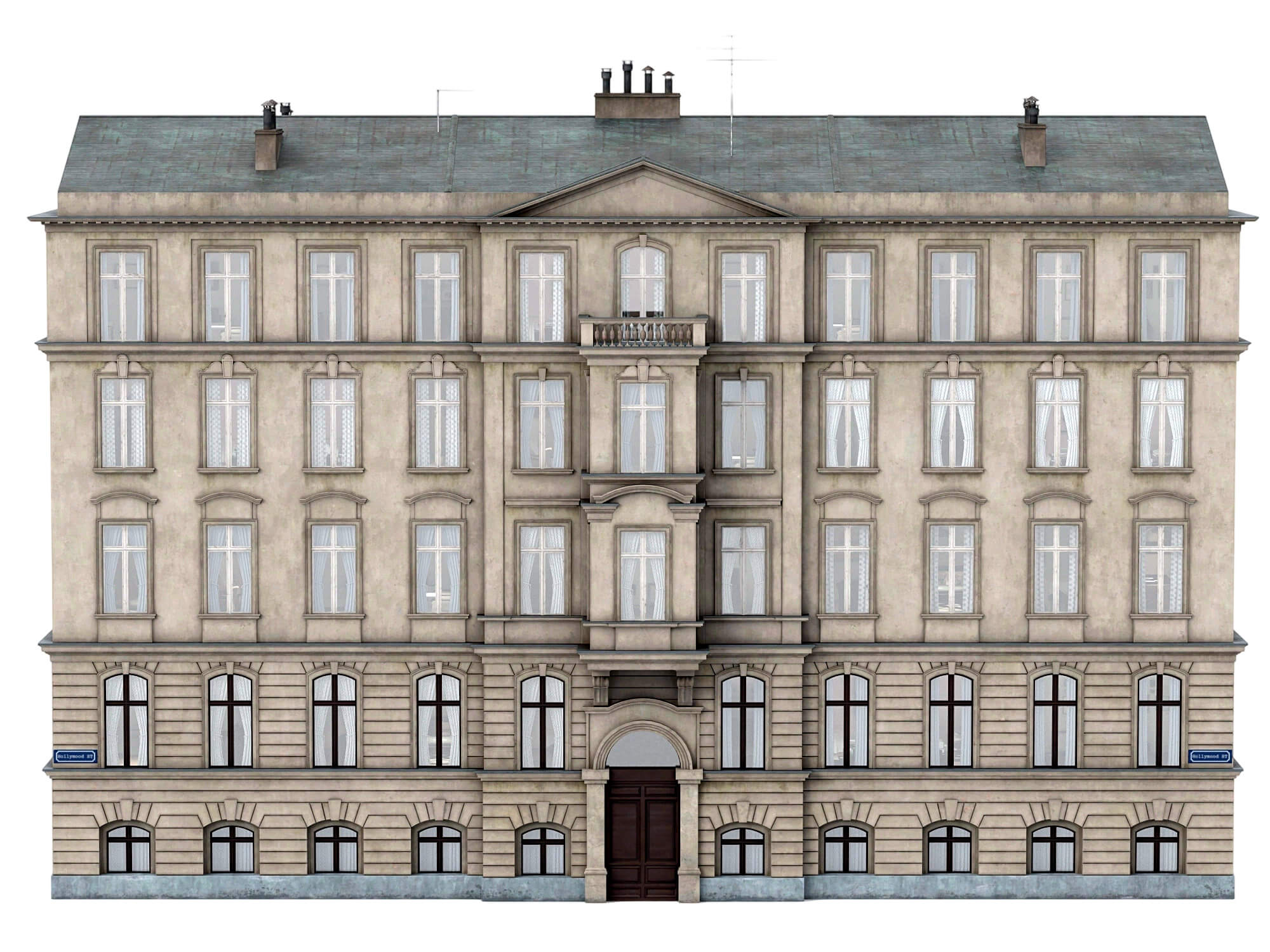 Weathered European Old Town Apartment Building 3D Model