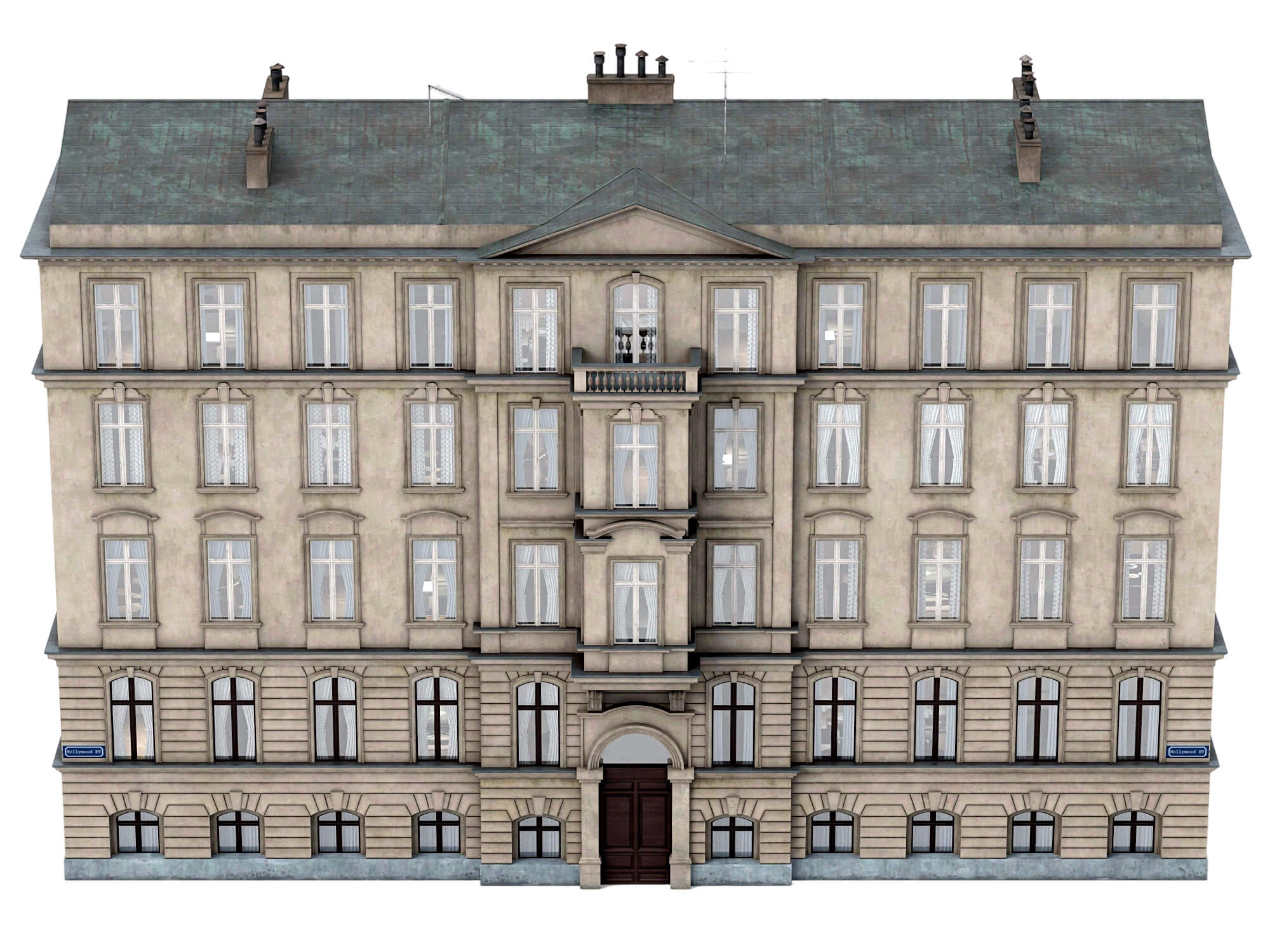 Weathered European Old Town Apartment Building 3D Model
