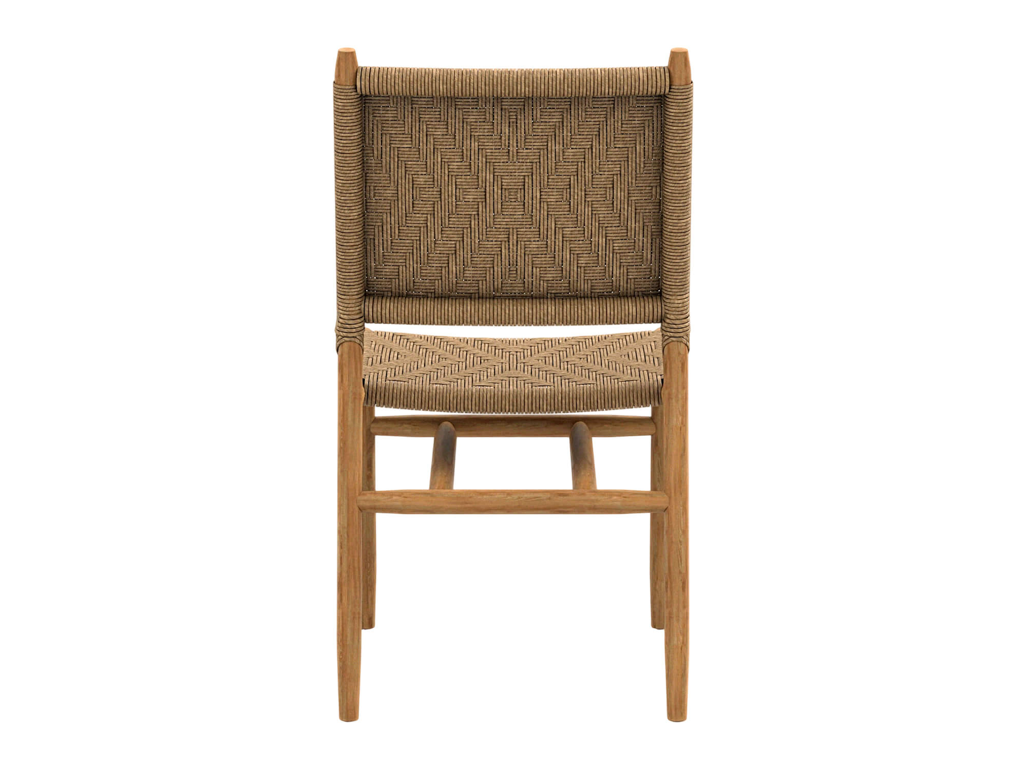 Woven Rope Seat and Back Wooden Dining Chair 3D Model