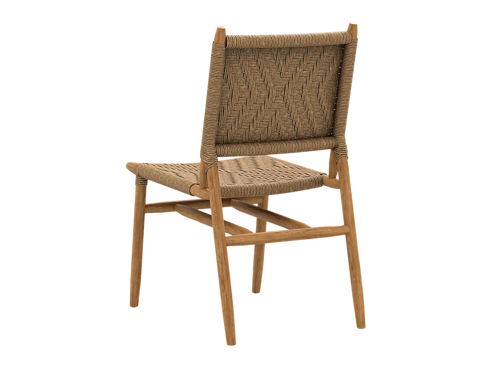 Woven Rope Seat and Back Wooden Dining Chair 3D Model